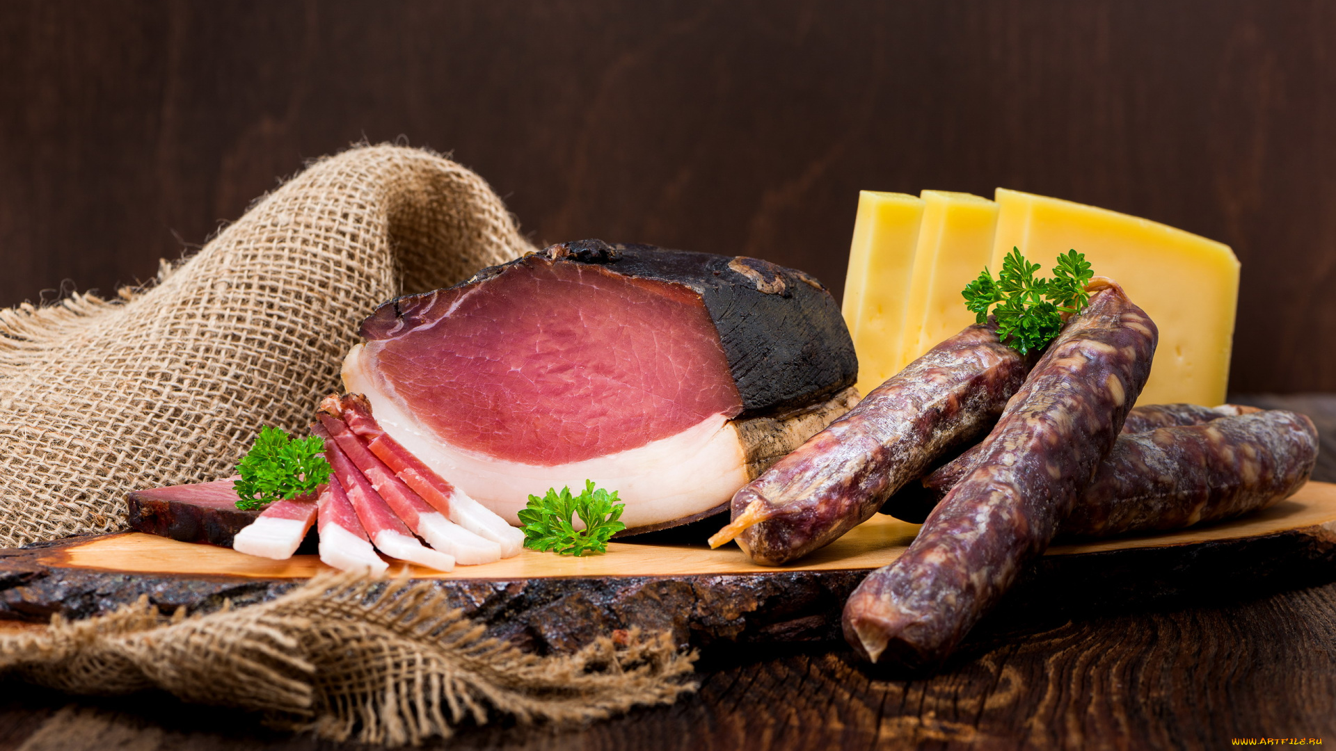 еда, колбасные, изделия, копченая, колбаса, копченый, окорок