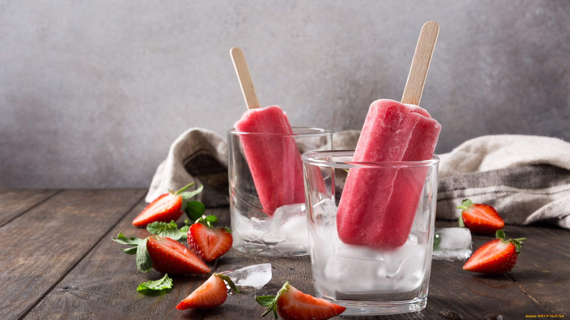 еда, мороженое, , десерты, лед, ягоды, клубника