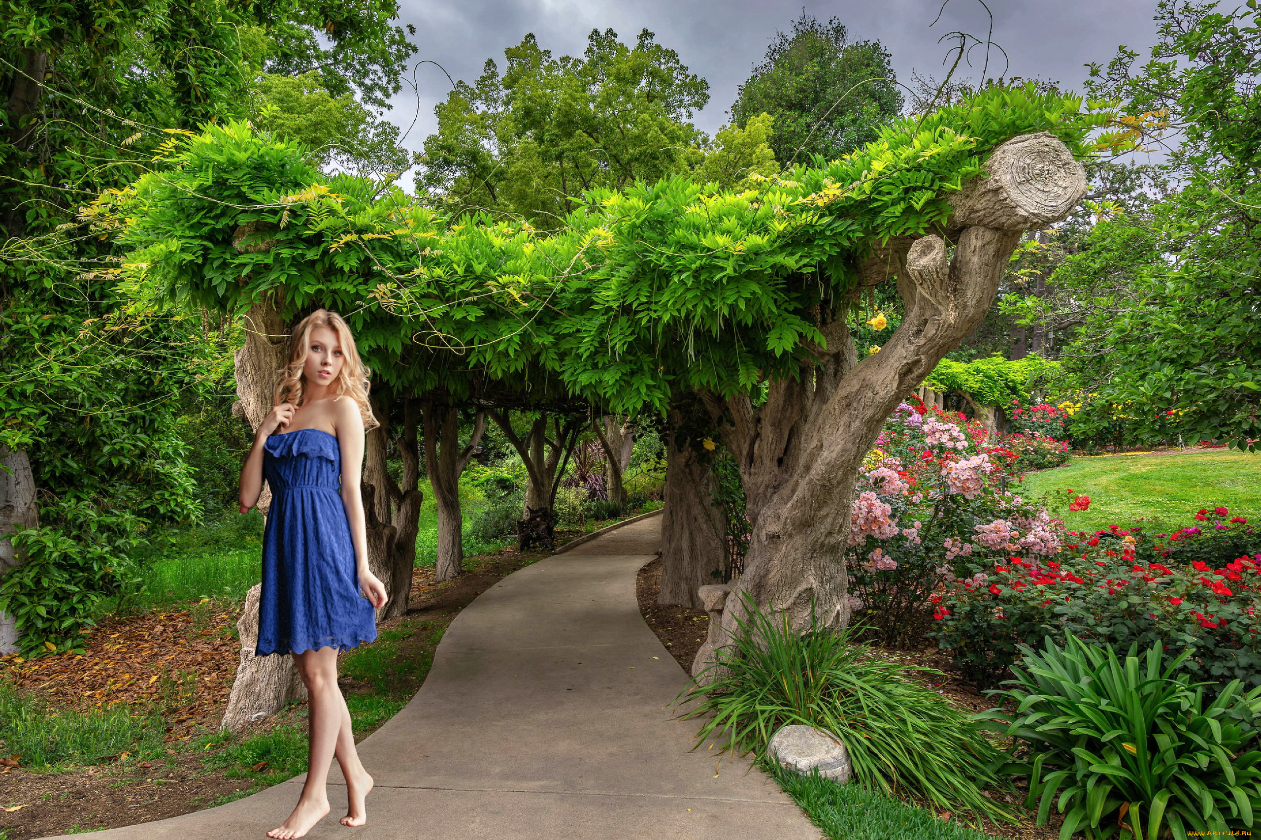 девушки, алиса, тарасенко, парк, аллея, блондинка
