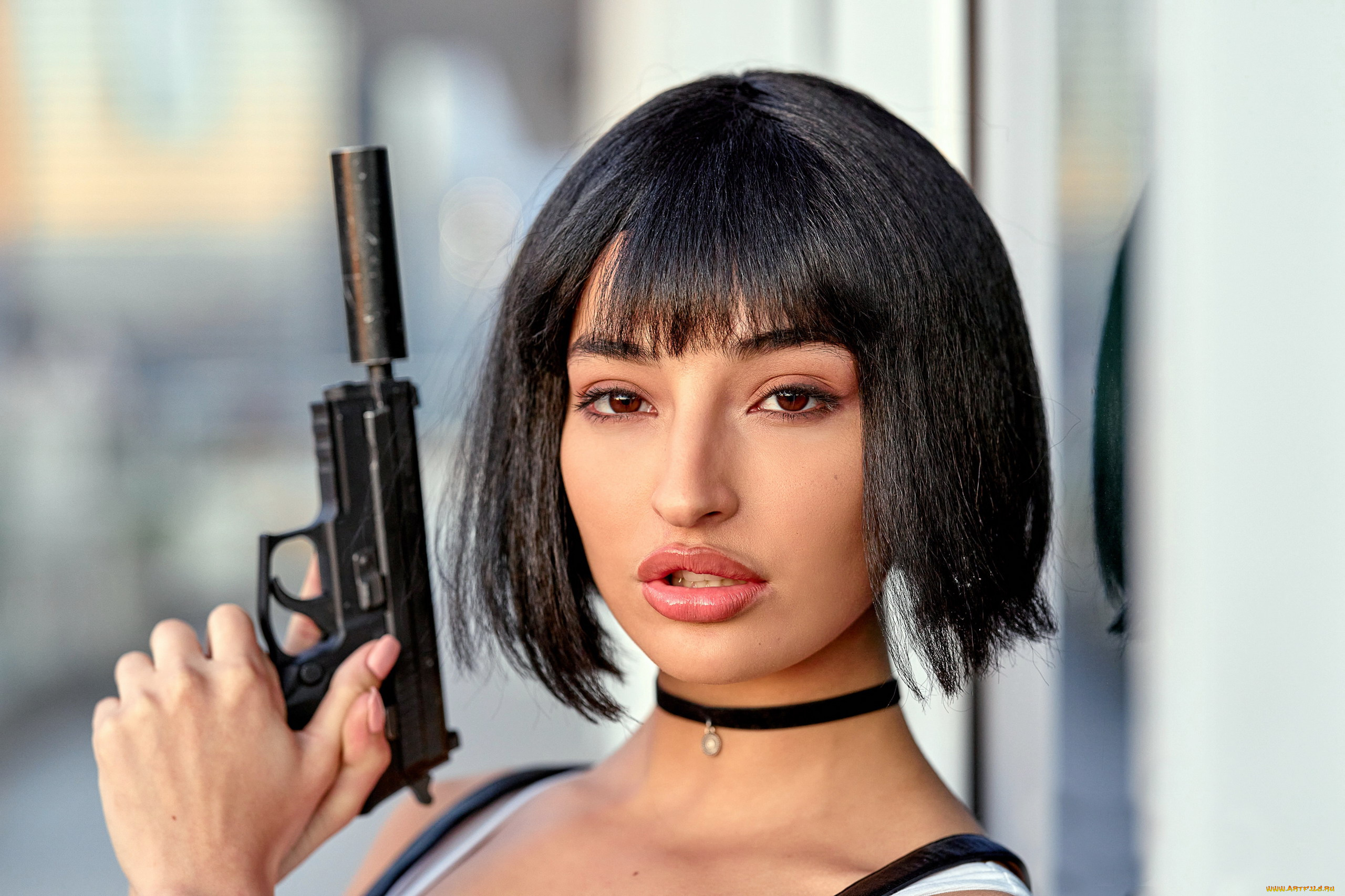 девушки, emily, willis, пистолет