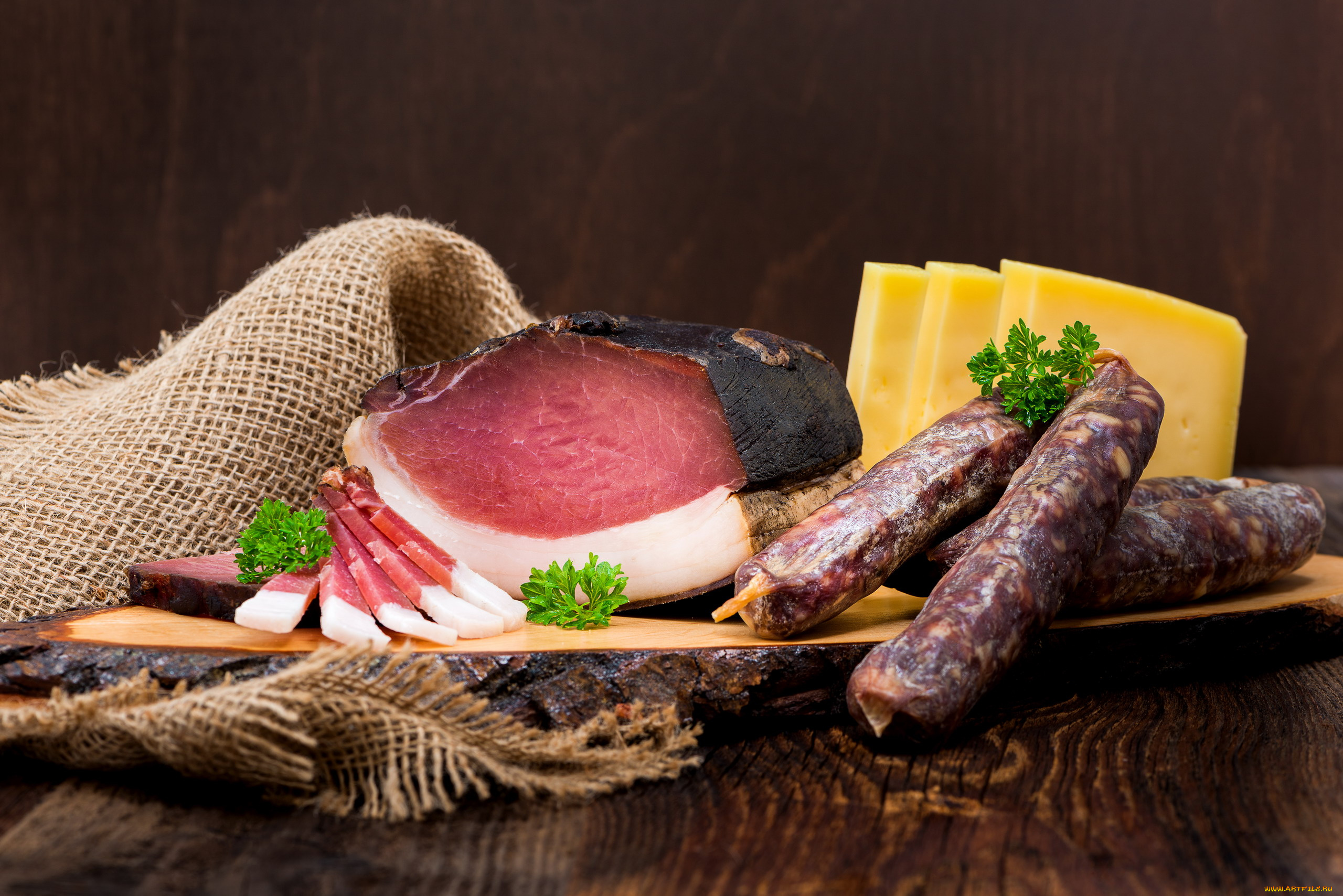 еда, колбасные, изделия, копченая, колбаса, копченый, окорок