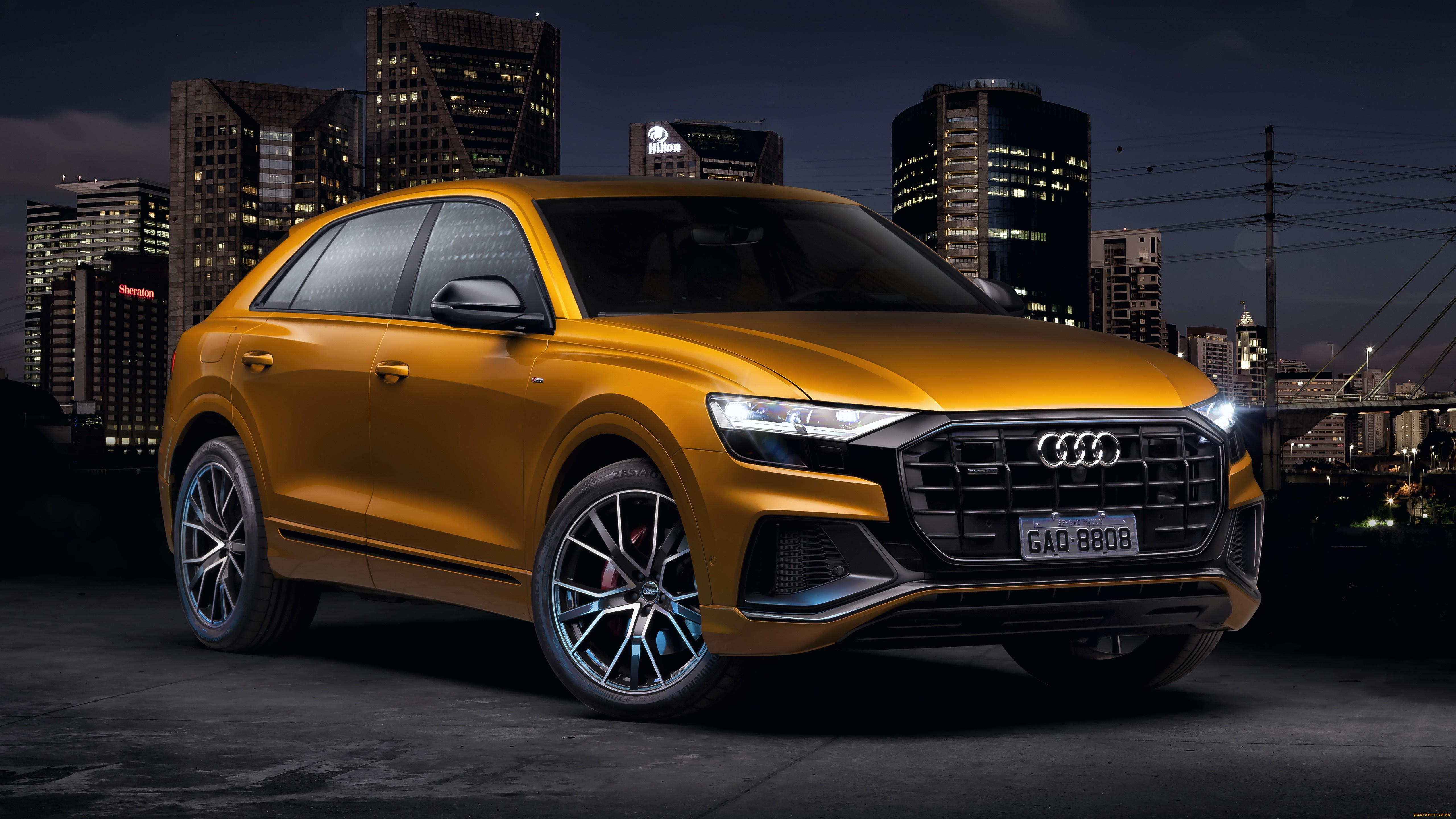 audi, q8, 55, tfsi, quattro, s, line, suv, автомобили, audi, желтый, город