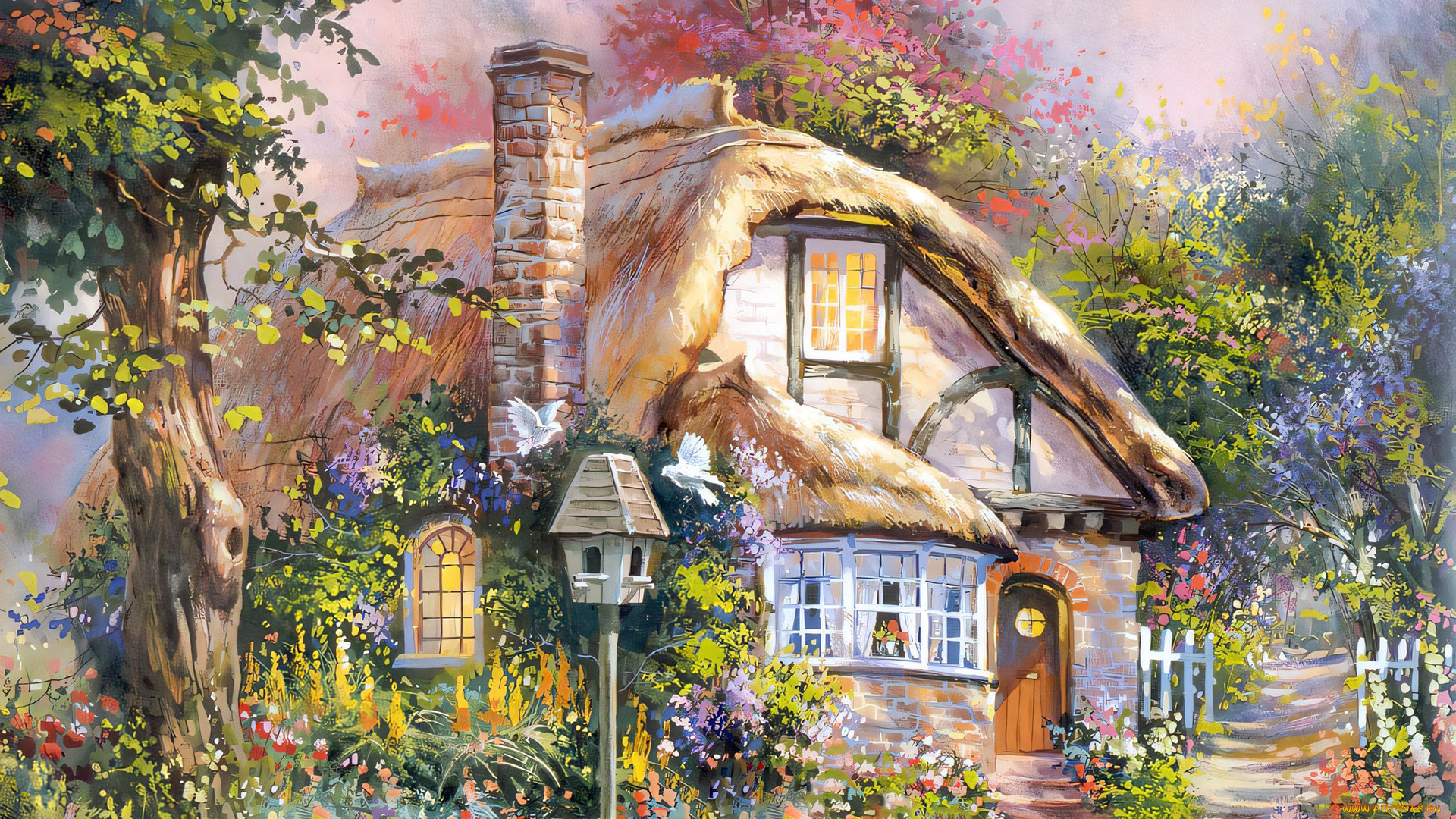 295785, рисованное, природа, домик