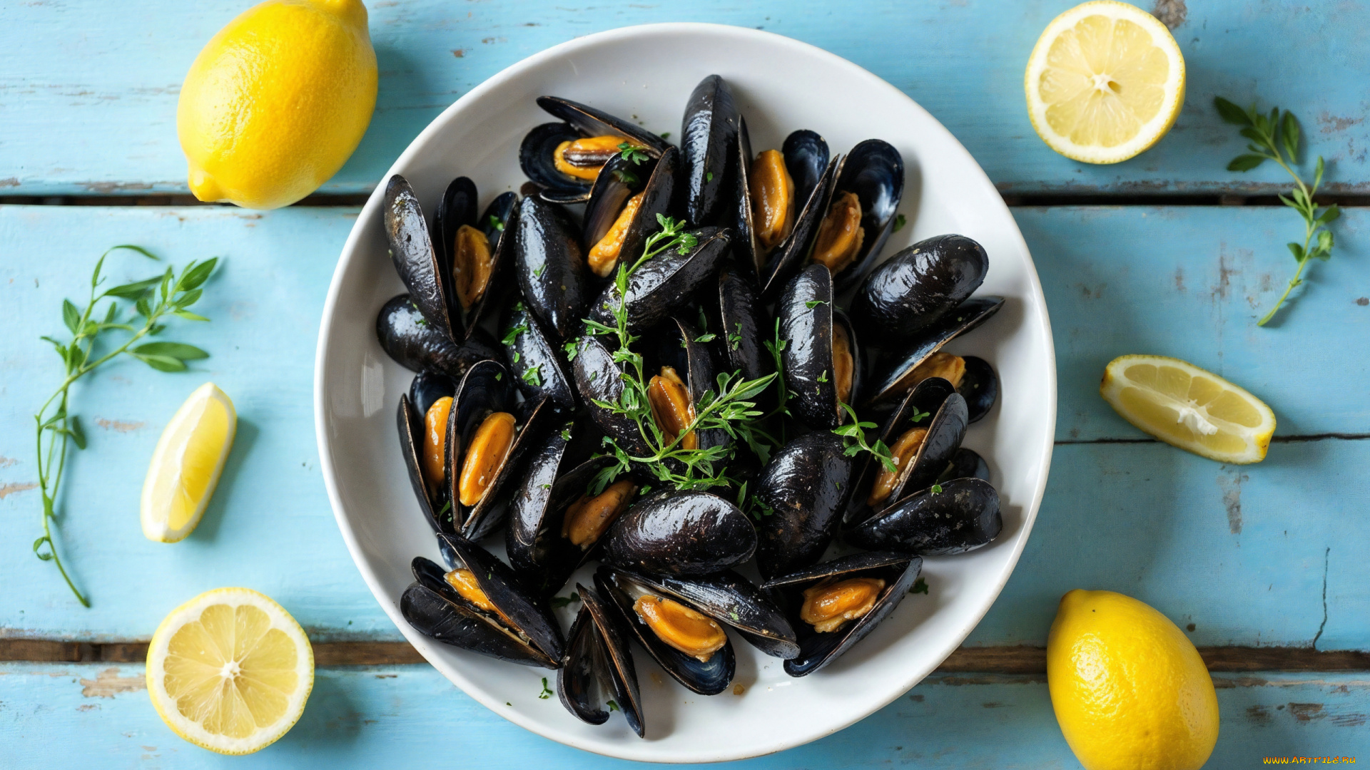 3д, графика, еда-, food, мидии