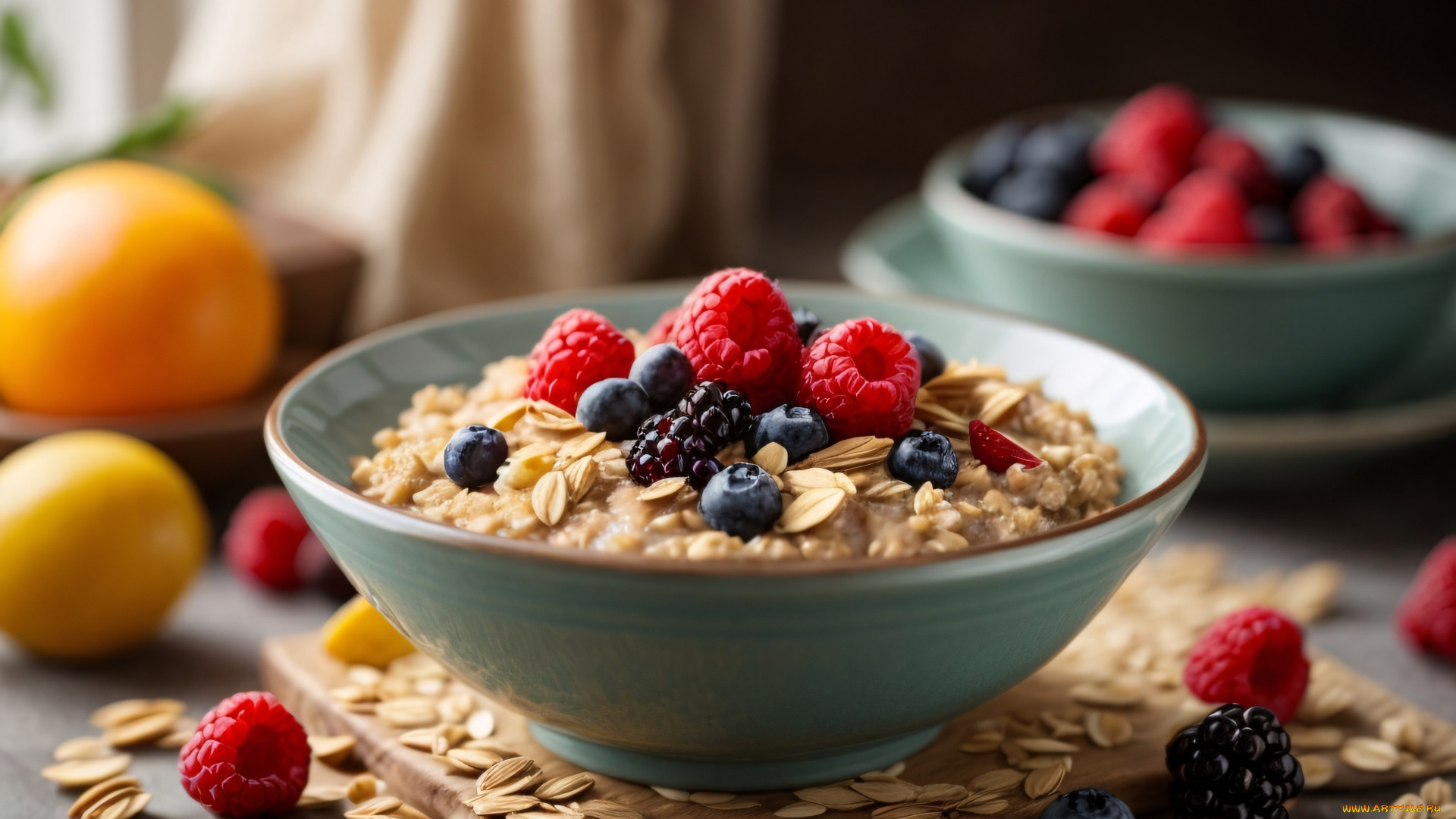 3д, графика, еда-, food, овсянка