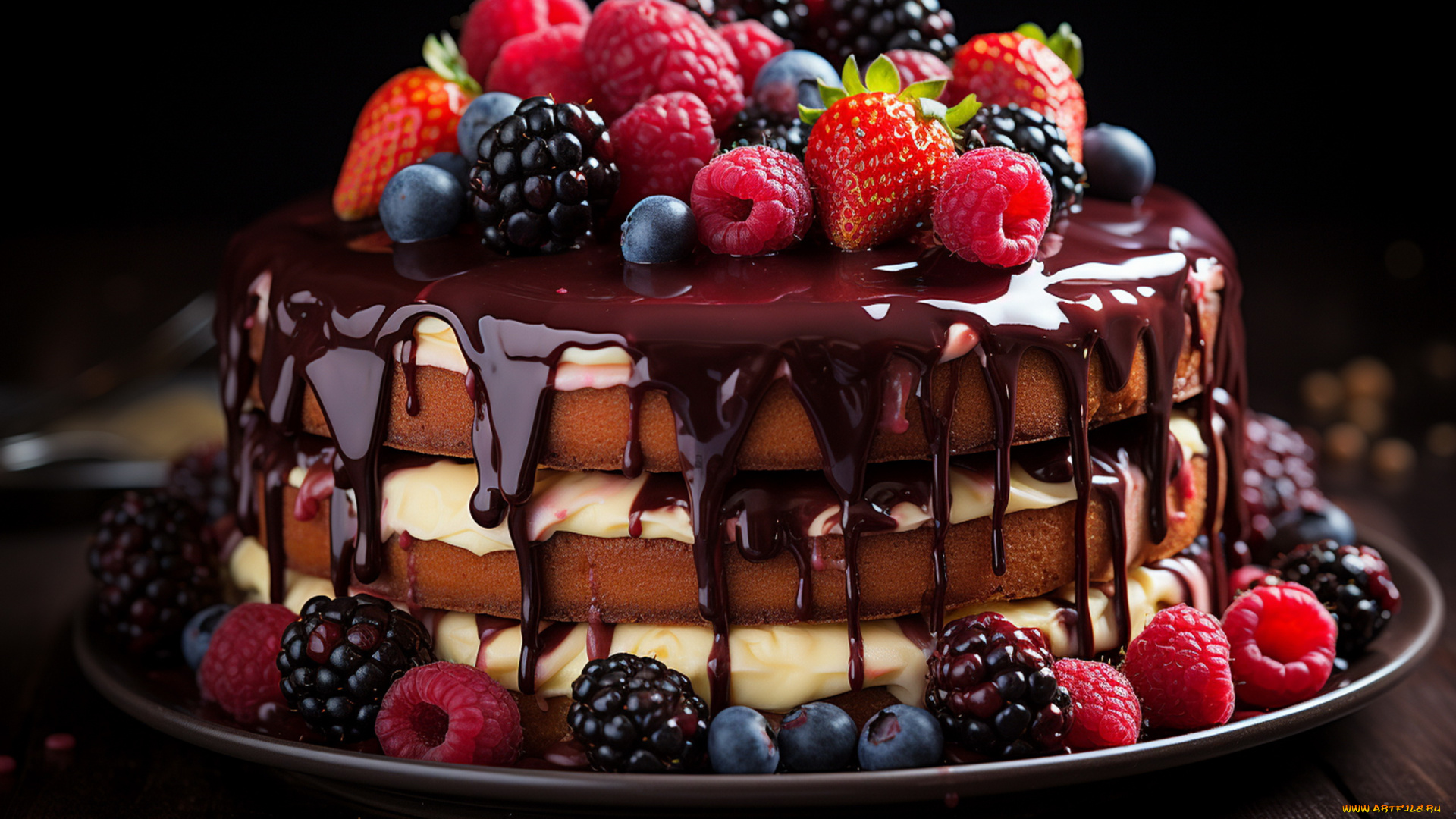 3д, графика, еда-, food, торт, ягодный