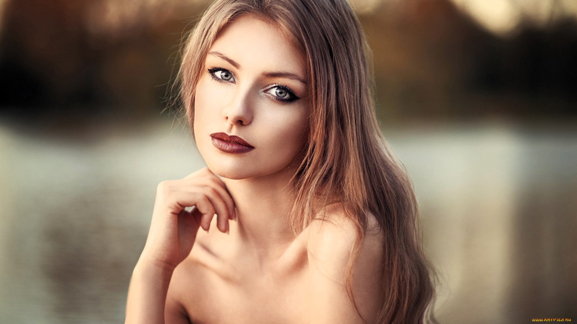 девушки, -, лица, , портреты, русая, лицо, портрет