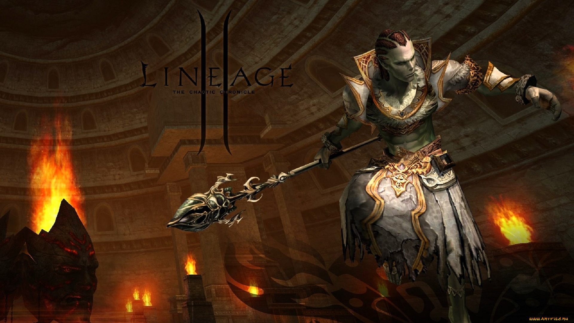 видео, игры, lineage, ii, , the, chaotic, chronicle, персонаж, посох, купол, зал