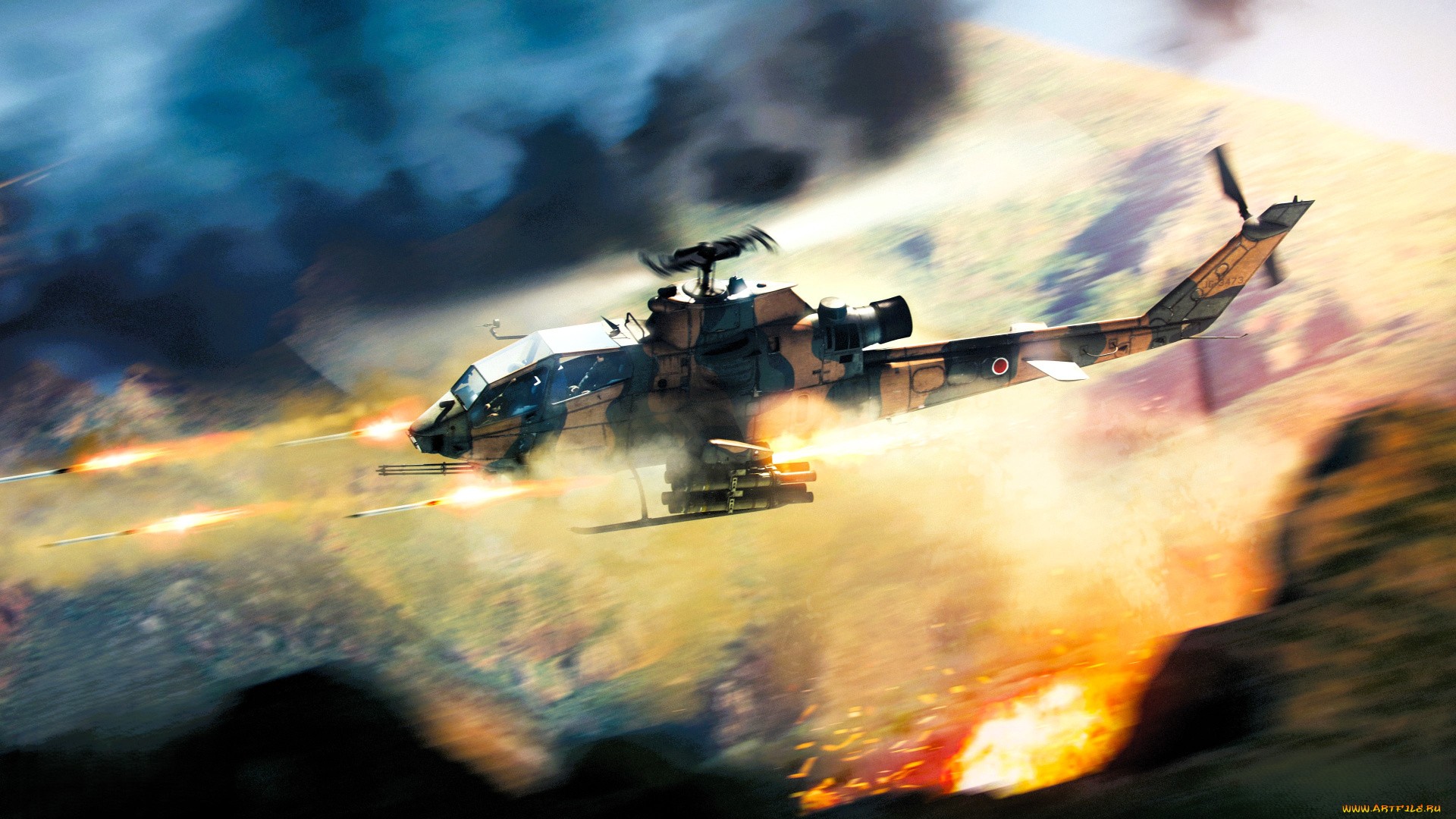 видео, игры, war, thunder, вертолет, огонь, ракеты