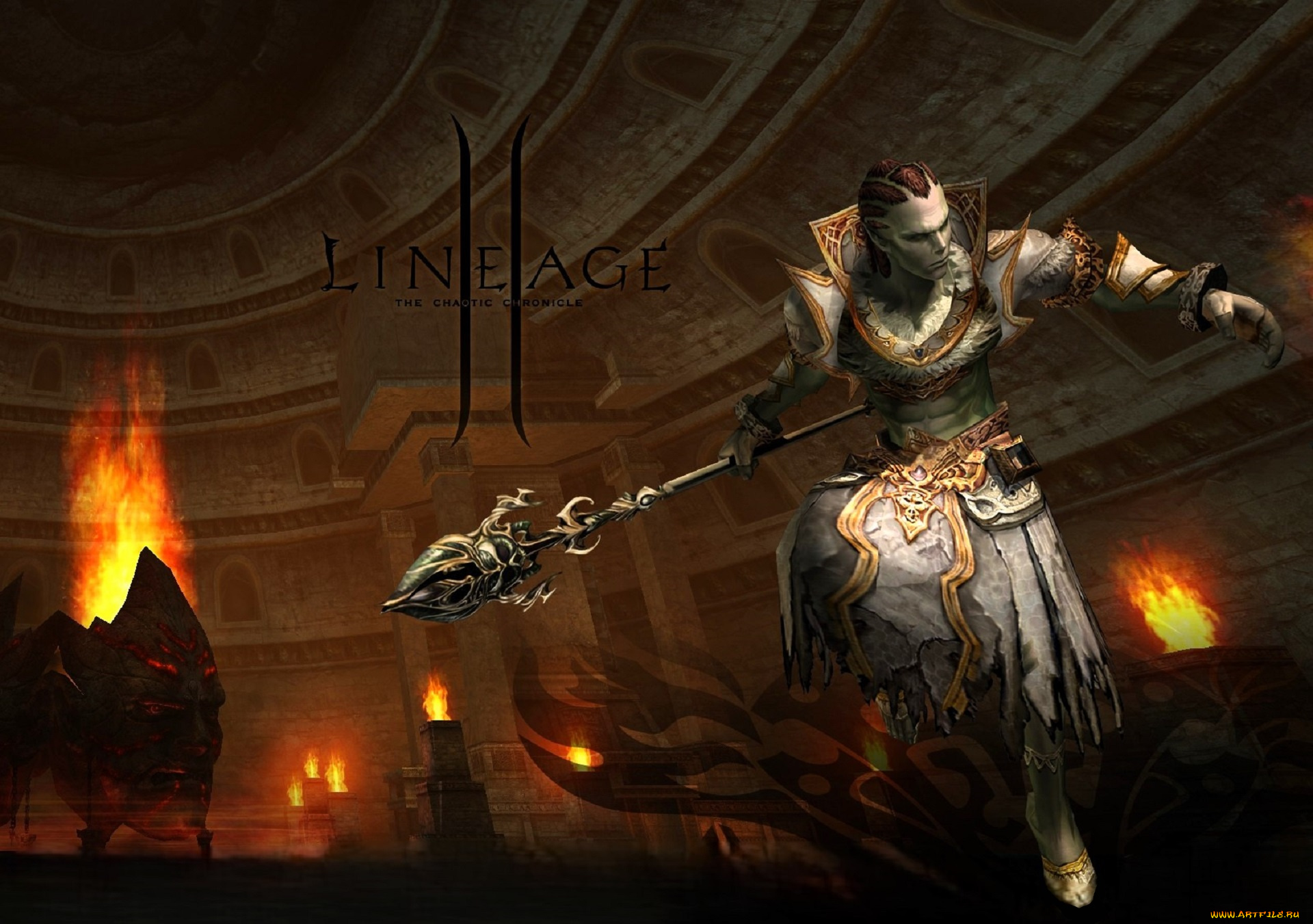 видео, игры, lineage, ii, , the, chaotic, chronicle, персонаж, посох, купол, зал