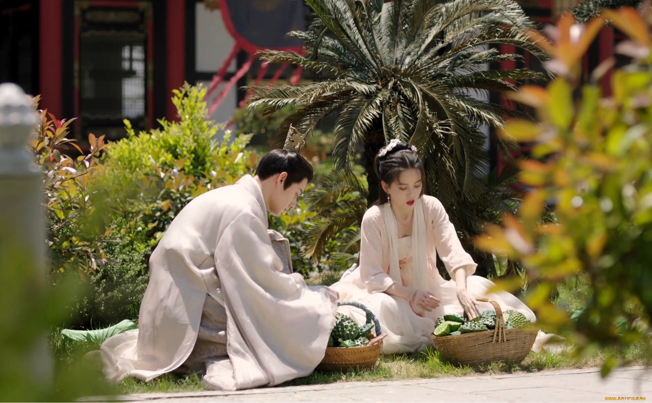 destiny, of, love, кино, фильмы, парень, девушка, сад, корзины, лотосы