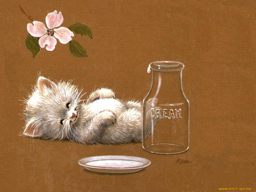 рисованные, животные, коты