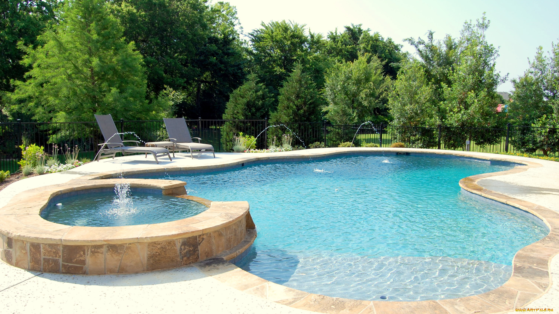 интерьер, бассейны, открытые, площадки, бассейн