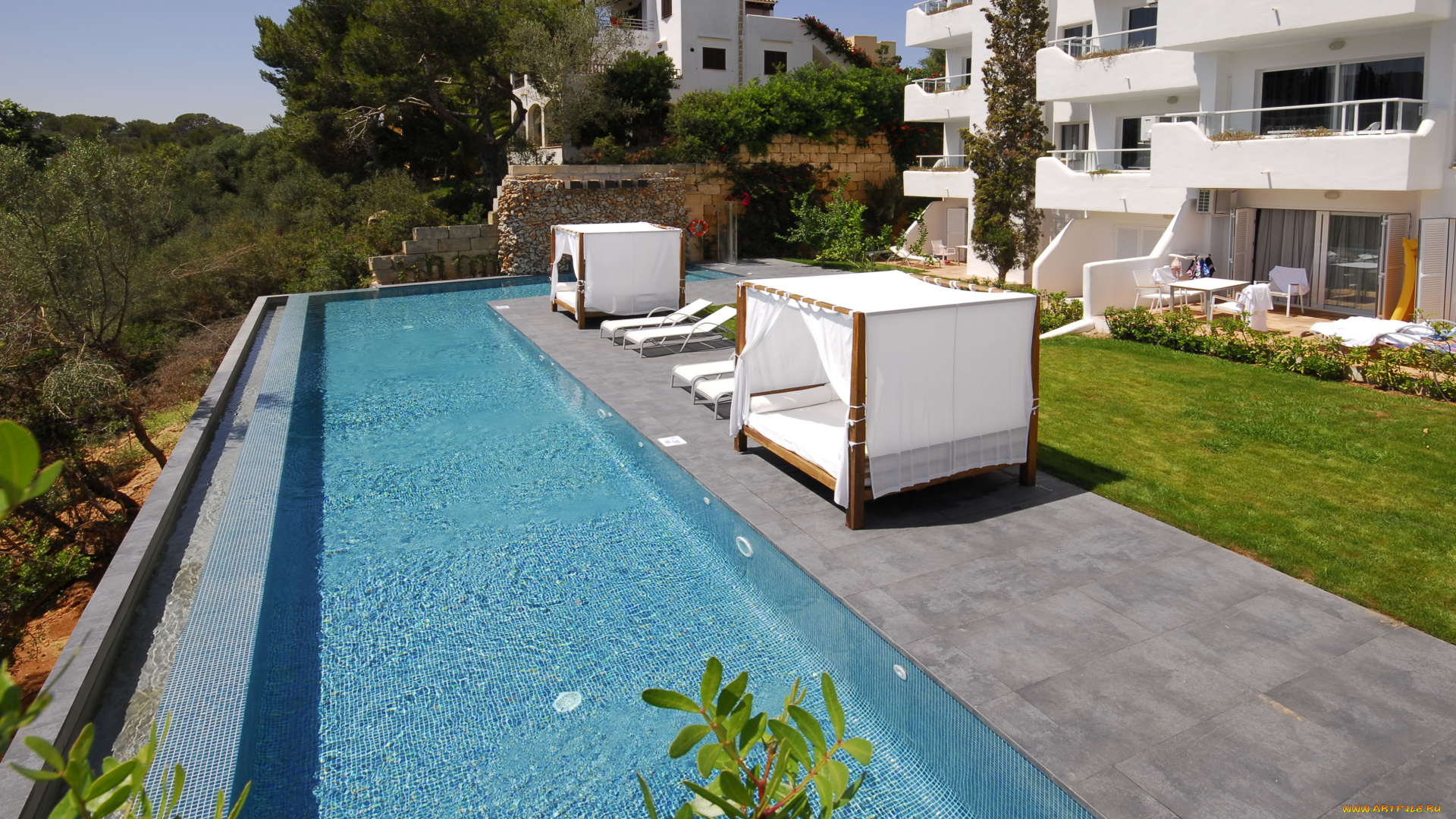 интерьер, бассейны, открытые, площадки, бассейн