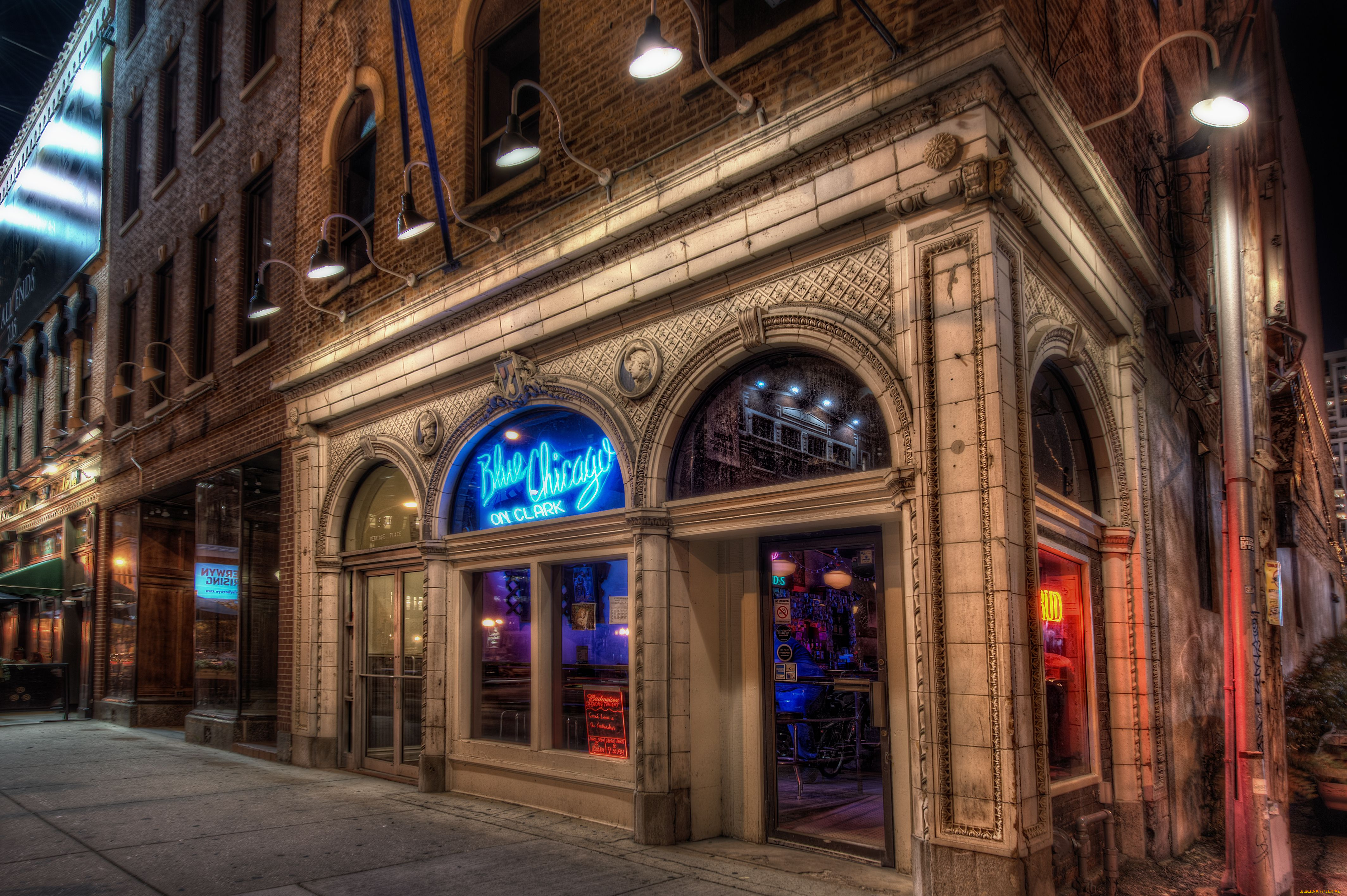 chicago, города, Чикаго, сша, blues, bar, бар, улица, hdr