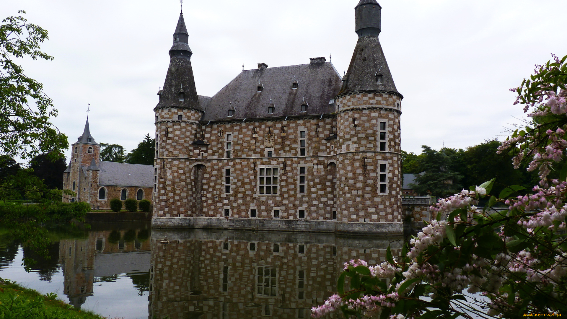 бельгия, замок, jehay, города, дворцы, замки, крепости, водоем