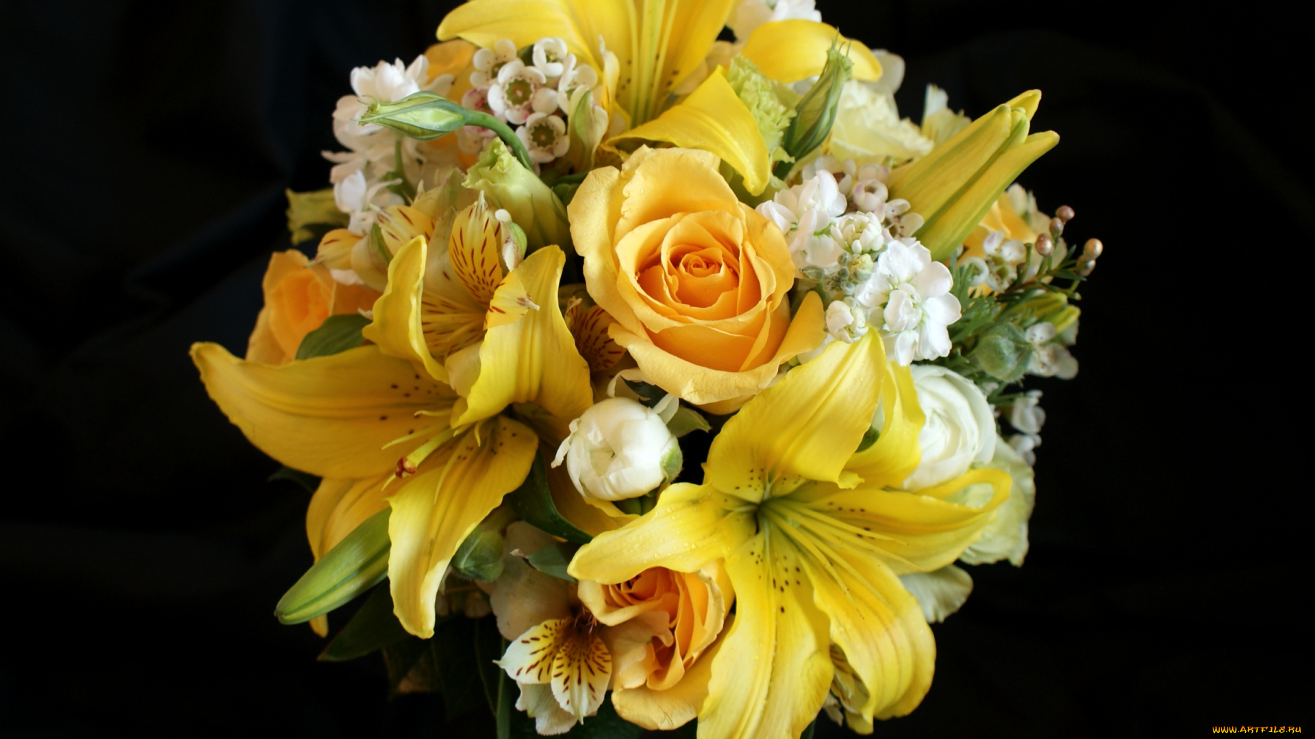 цветы, букеты, композиции, левкой, альстромерия, лилии, розы