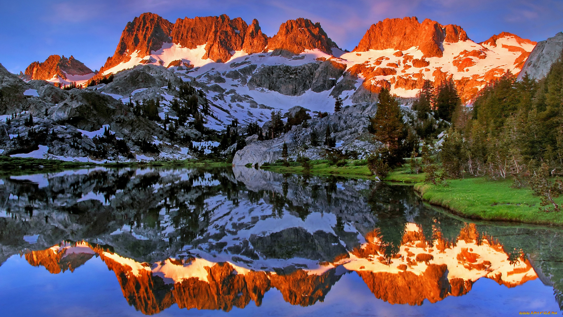 ediza, lake, ansel, adams, wilderness, california, природа, реки, озера, minarets, минареты, калифорния, озеро, горы, отражение