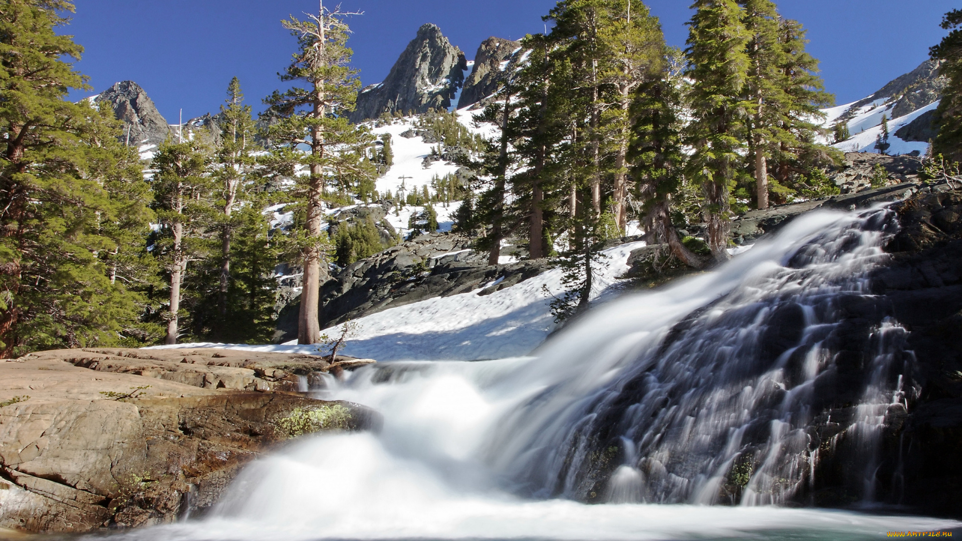 природа, водопады, горы, деревья