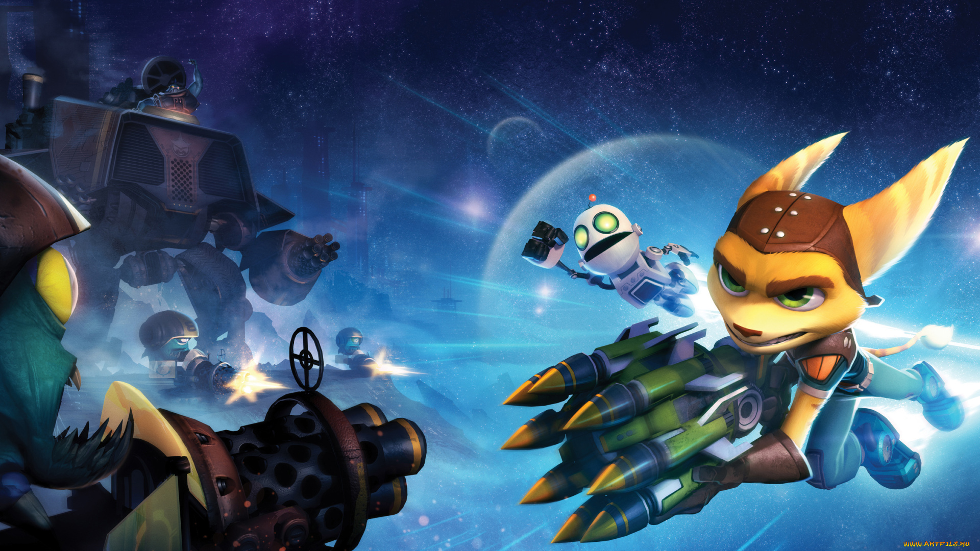 ratchet, clank, full, frontal, assault, видео, игры, ракеты, робот, стрельба