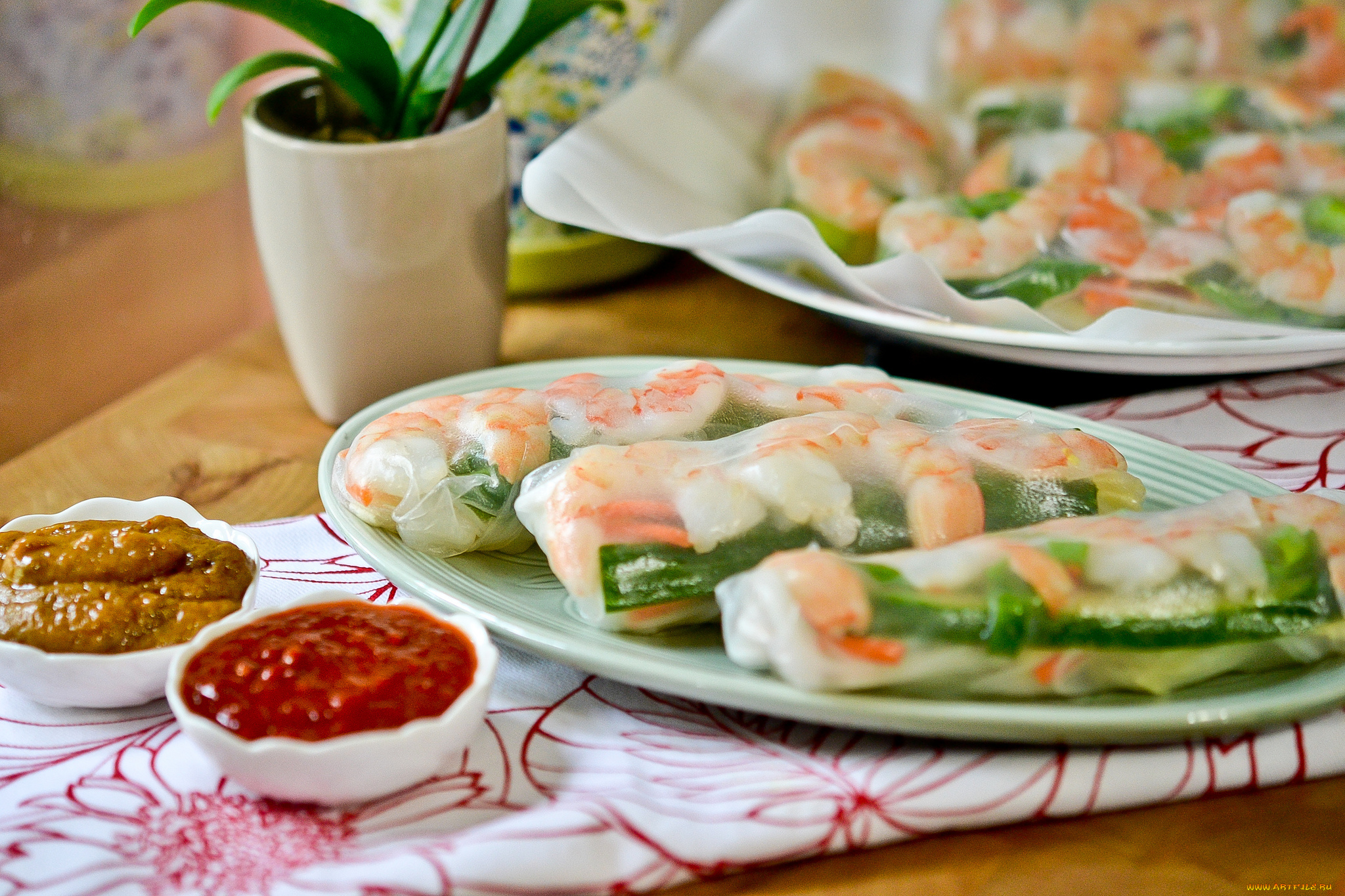 еда, рыбные, блюда, морепродуктами, соусы, спринг, роллы, блюдо