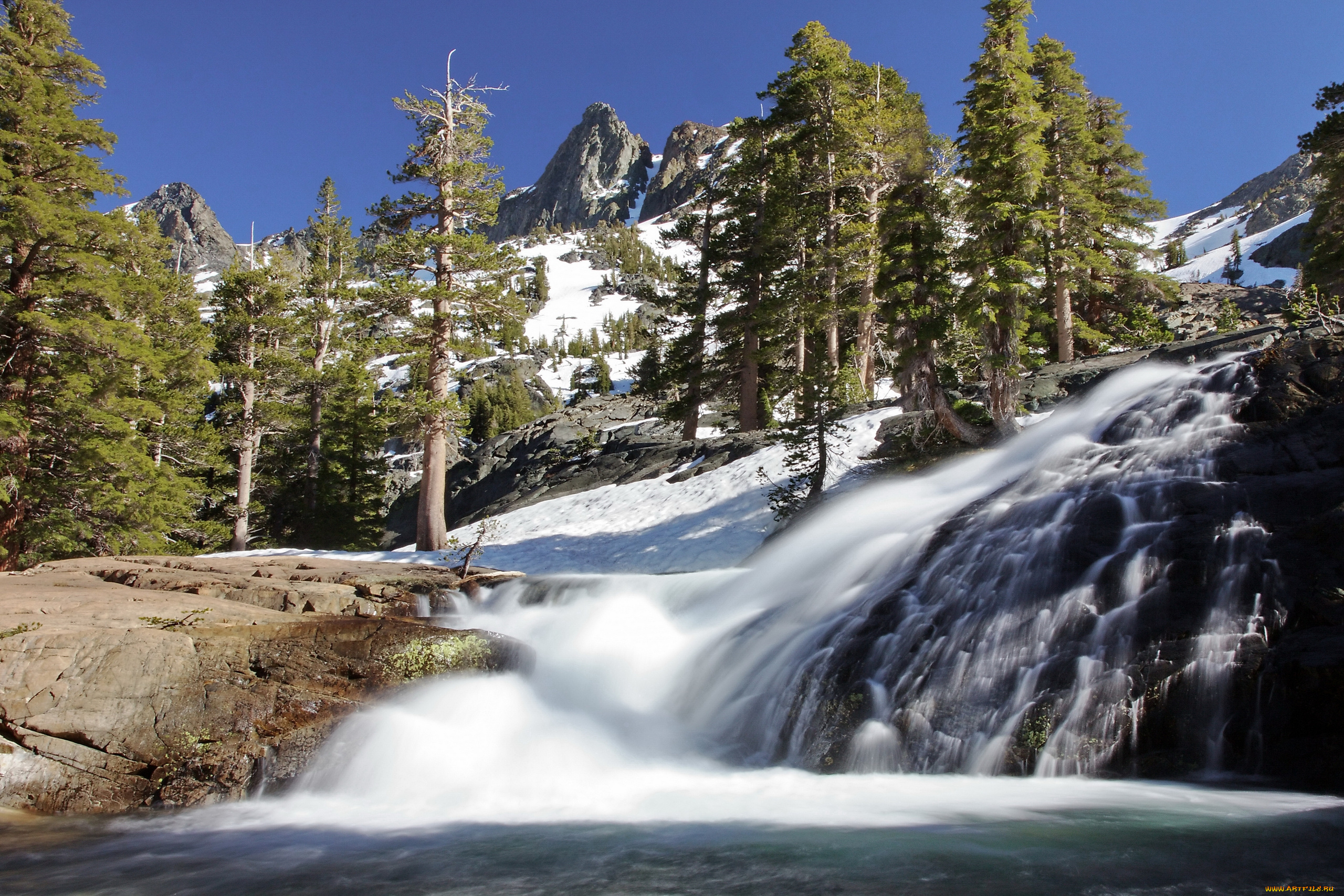природа, водопады, горы, деревья