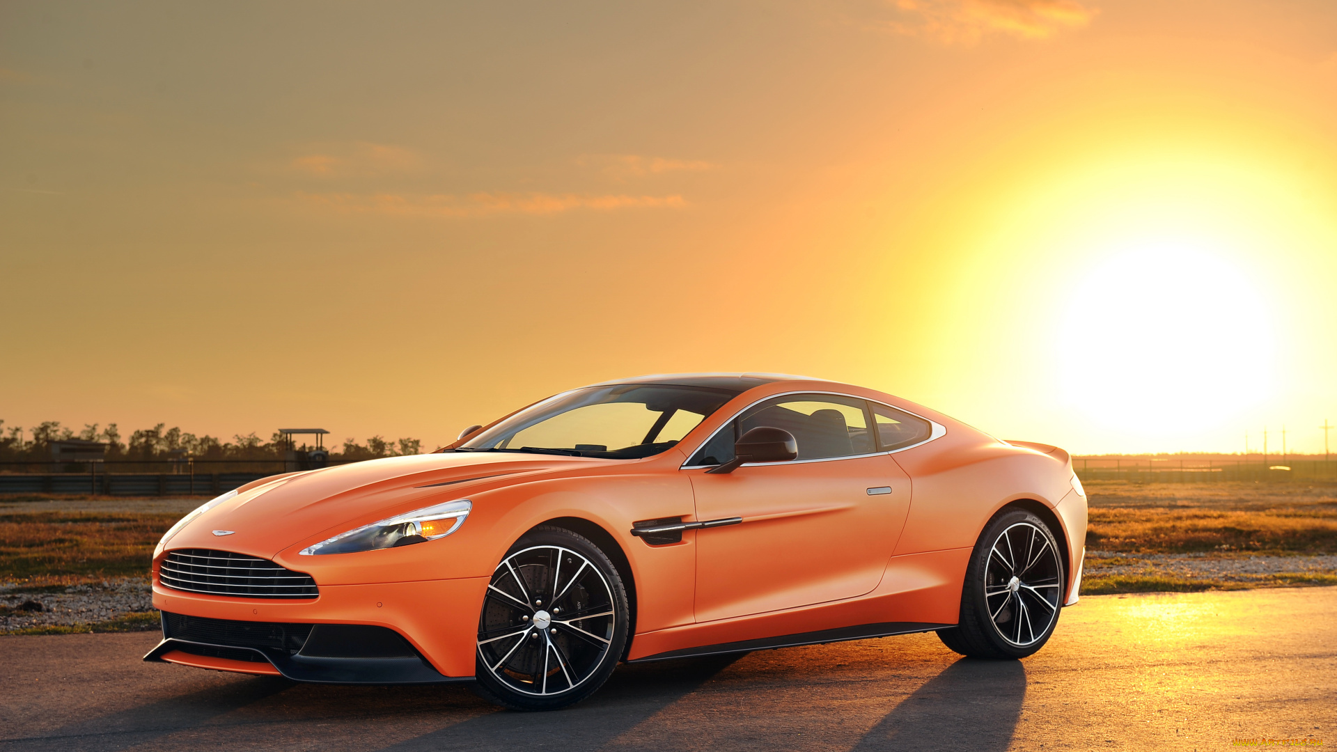 014, aston, martin, vanquish, автомобили, aston, martin, vanquish, оранжевый, закат, aston, martin