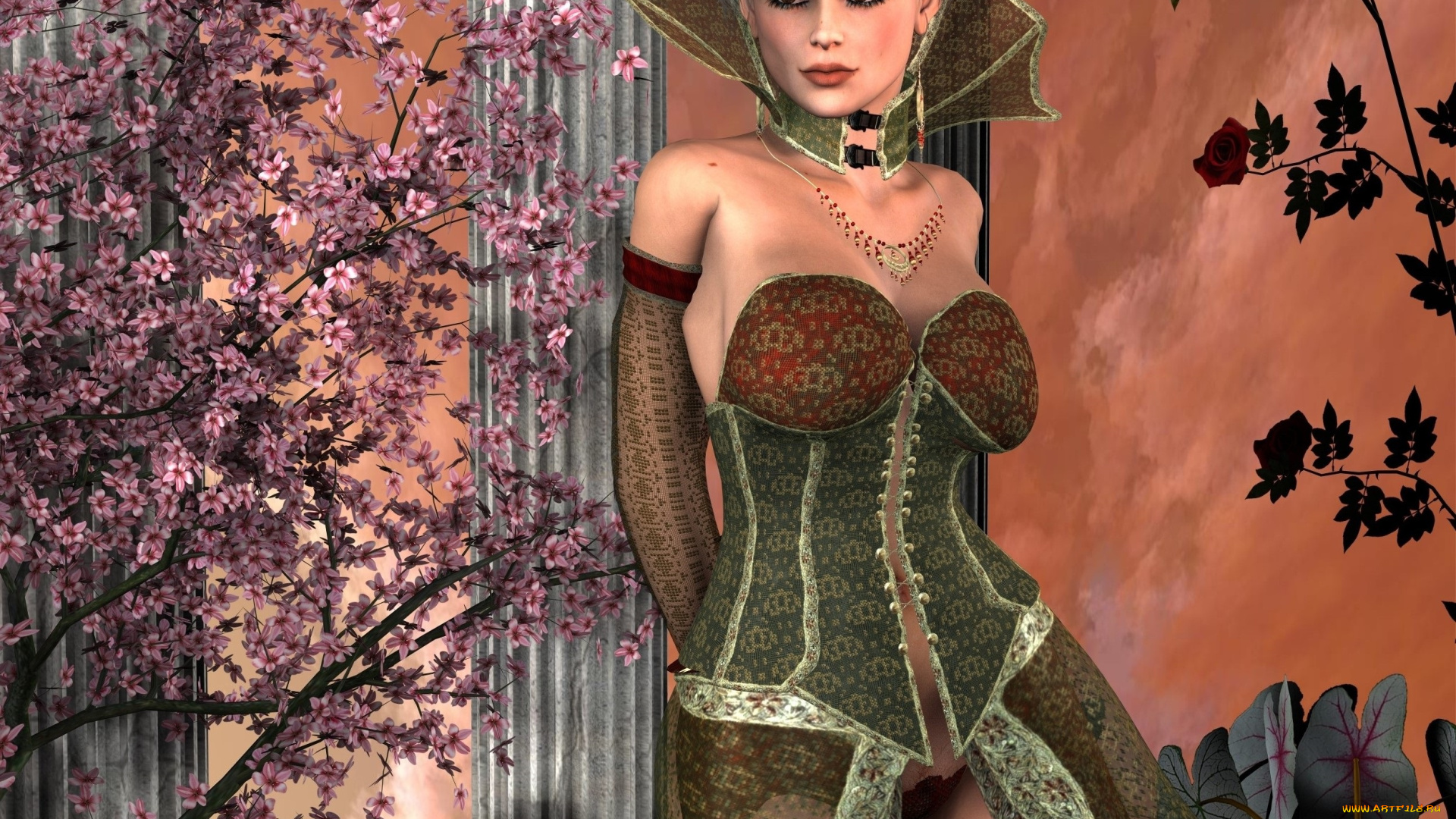 3д, графика, эльфы, , elves, взгляд, эльфийка