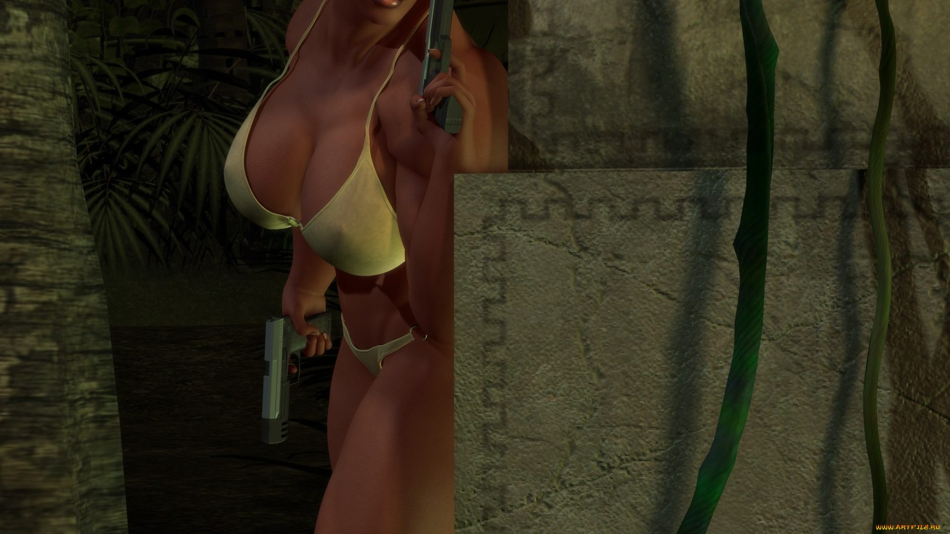 3д, графика, люди, , people, оружие, девушка, взгляд