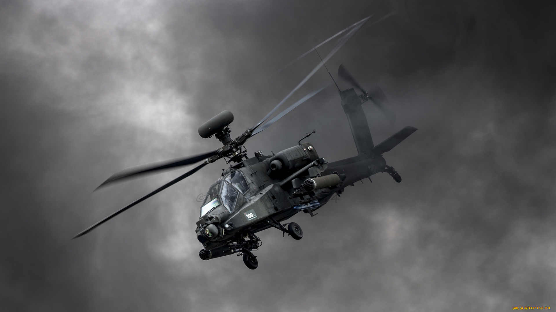 ah-64d, apache, `longbow`, ah1, авиация, вертолёты, тучи, вертолет, полет, ударный
