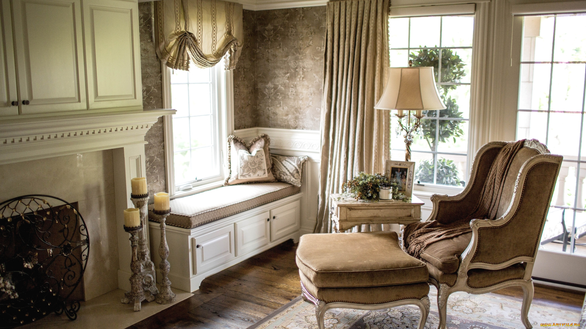 интерьер, гостиная, кресло, окно