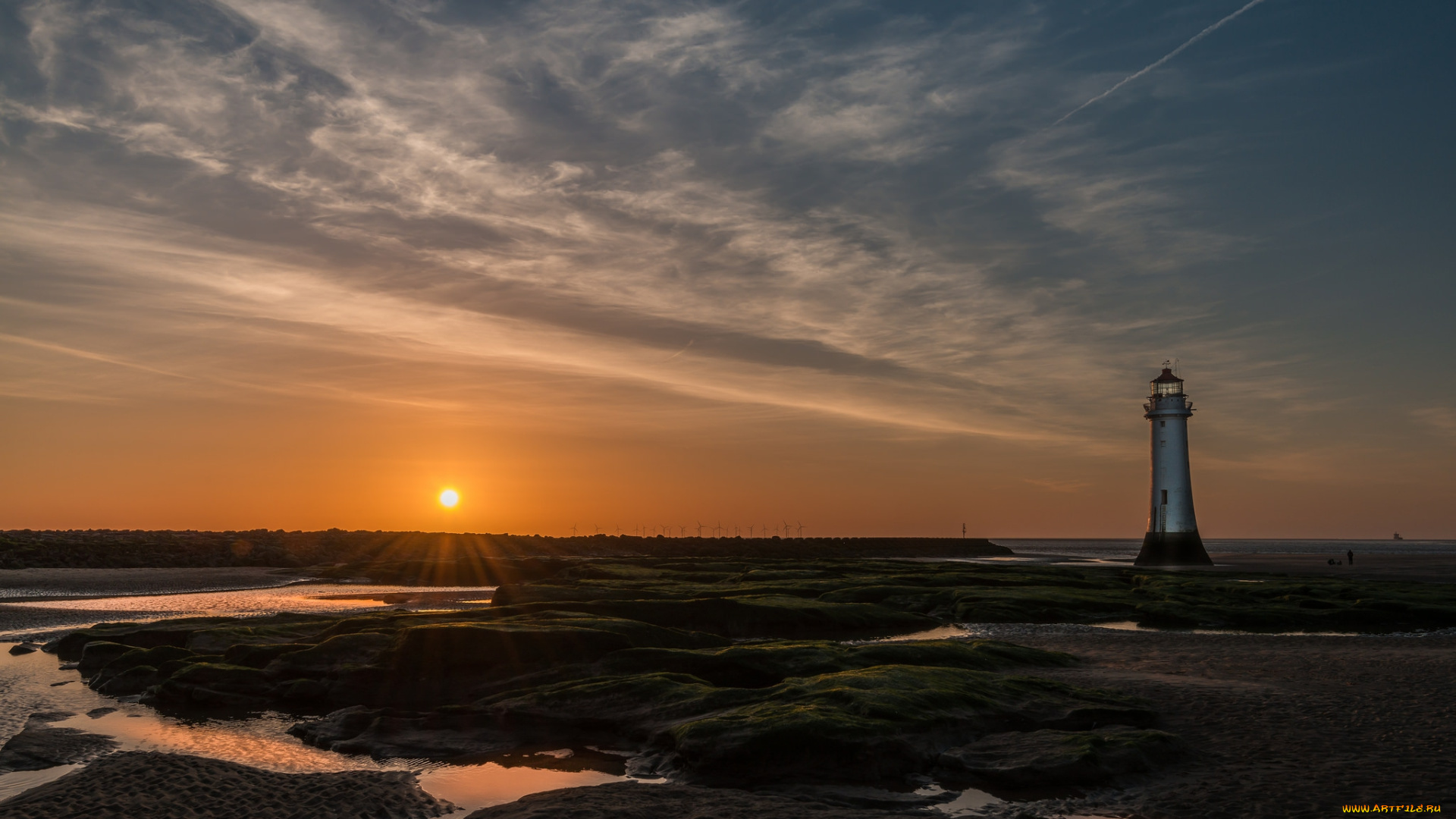 природа, маяки, отлив, океан, сумерки, маяк