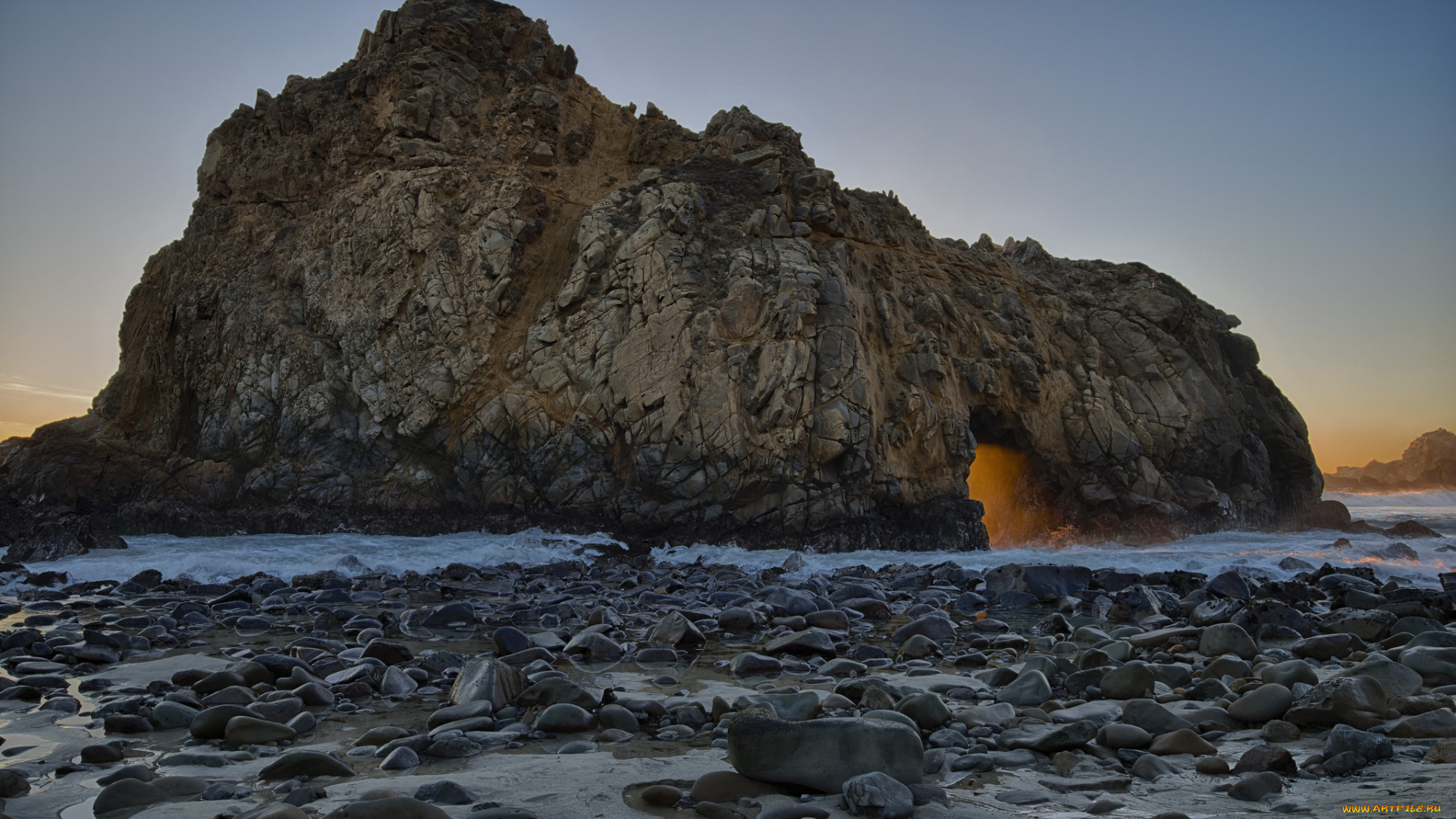 природа, побережье, арка, скала, берег