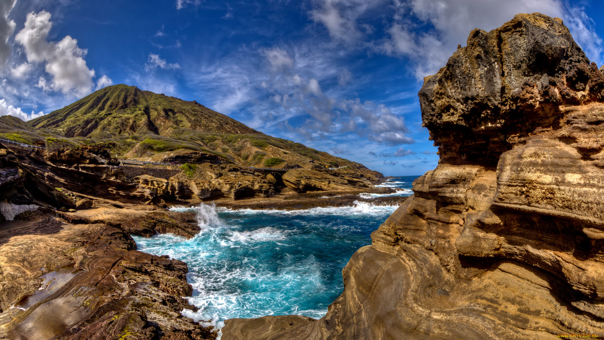 природа, побережье, скалы, бухта, океан