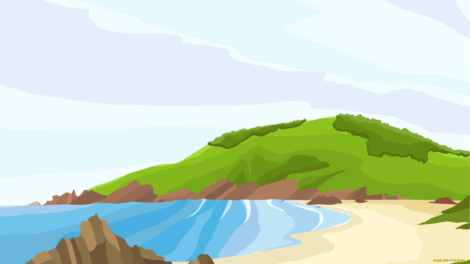 векторная, графика, природа, холм