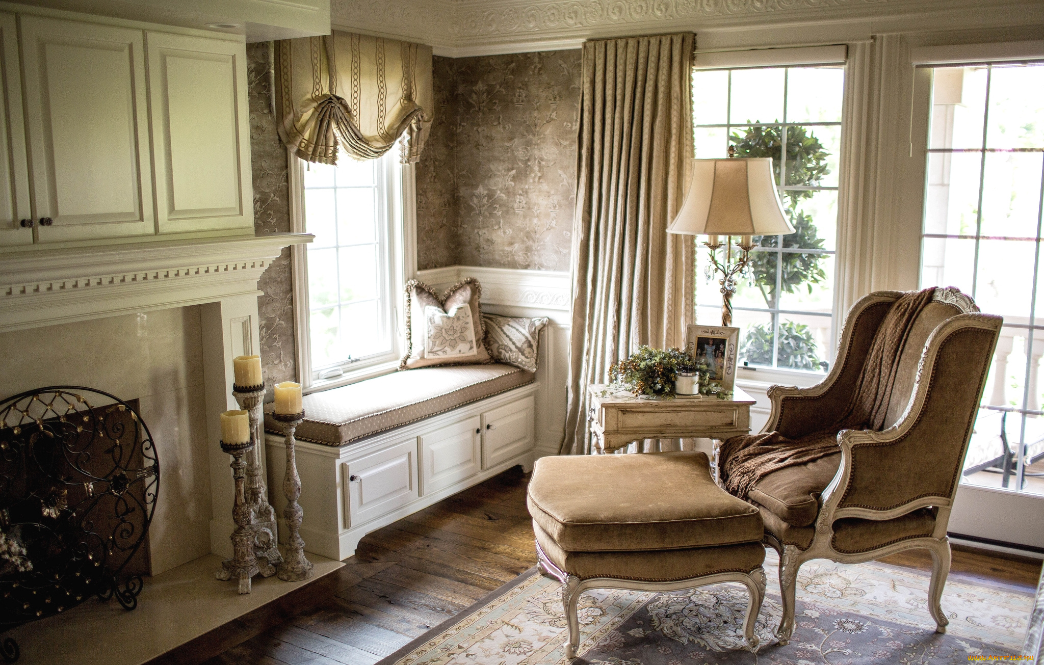 интерьер, гостиная, кресло, окно