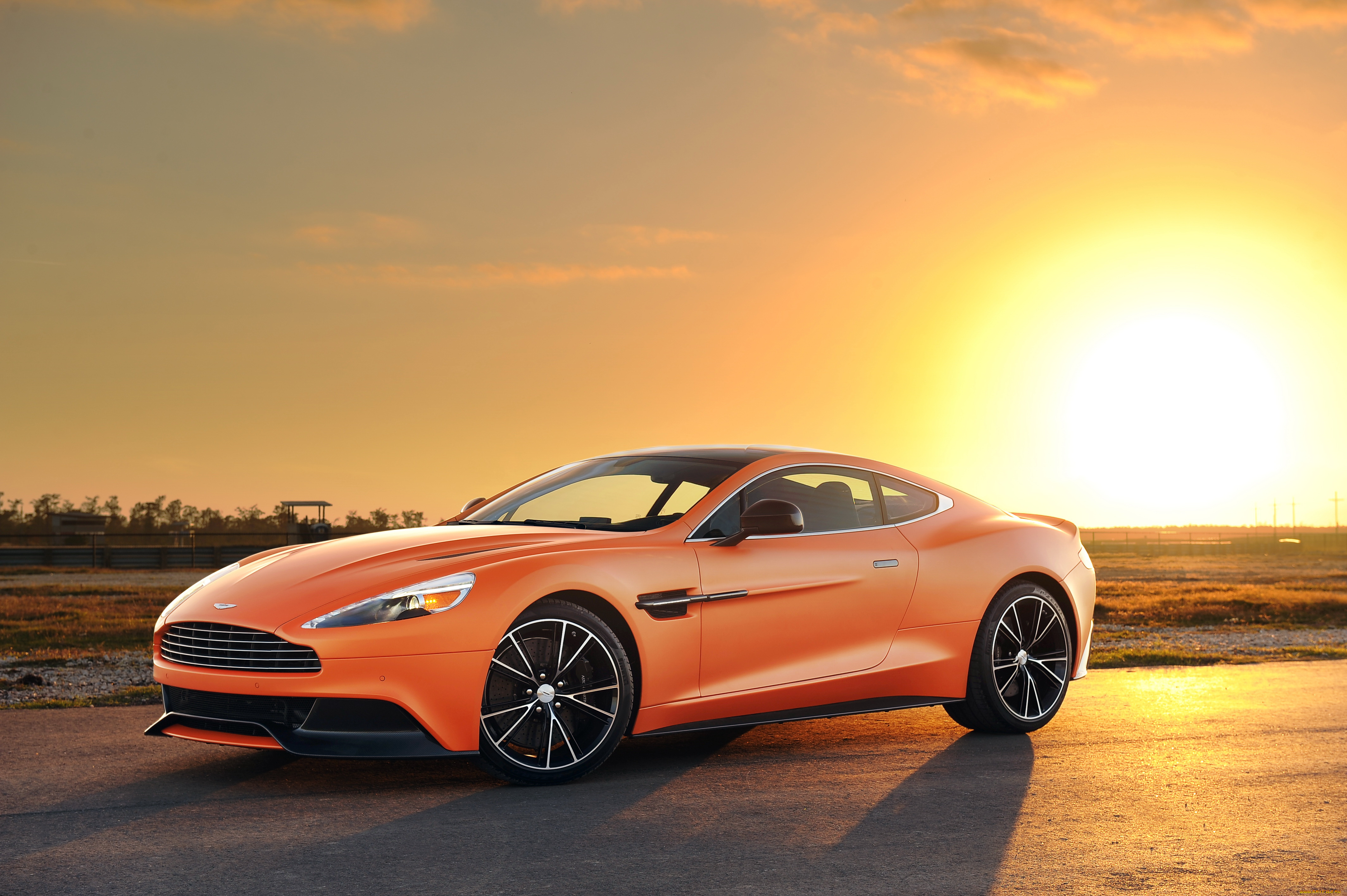014, aston, martin, vanquish, автомобили, aston, martin, vanquish, оранжевый, закат, aston, martin