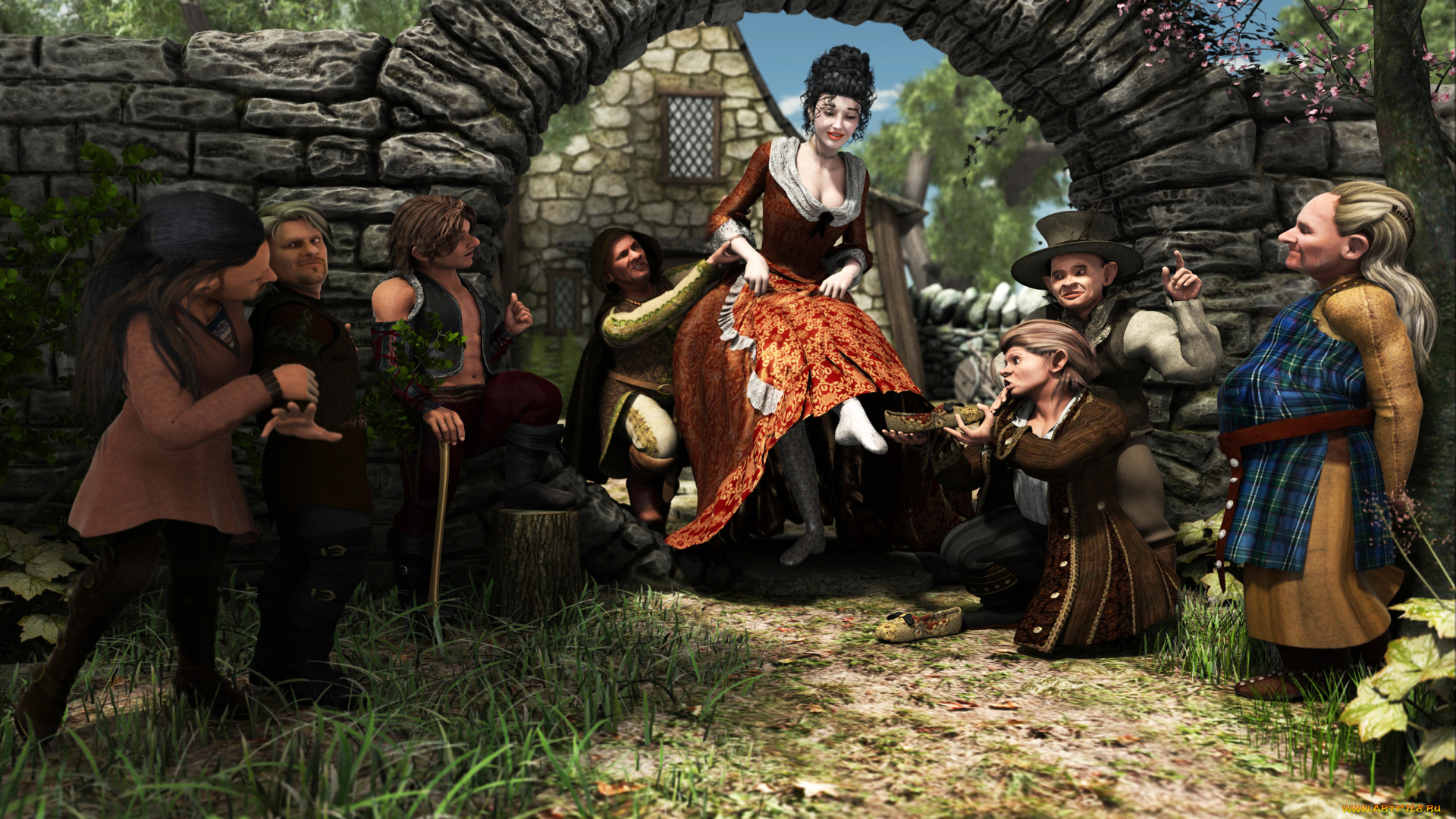 3д, графика, фантазия, , fantasy, троли, фон, взгляд, девушка