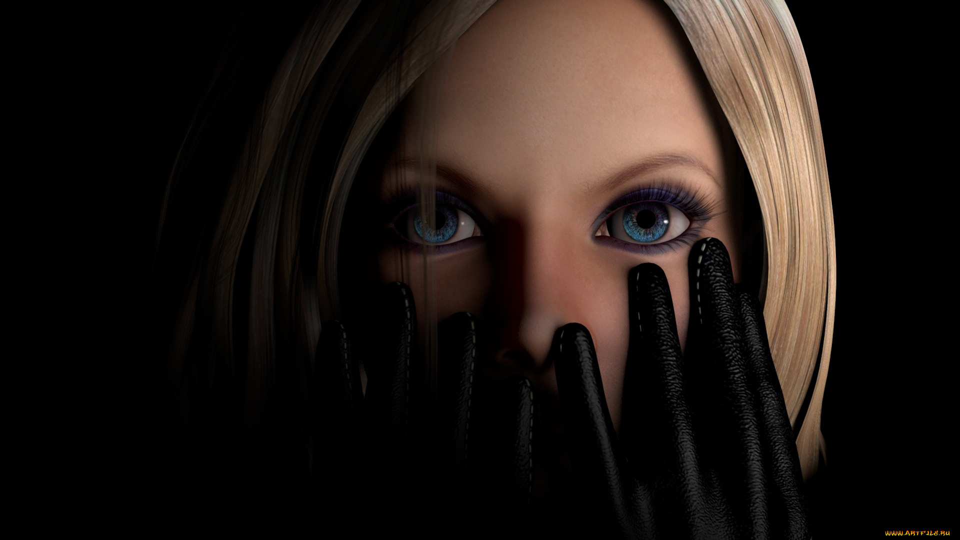 3д, графика, портрет, , portraits, руки, перчатки, глаза, фон, девушка, взгляд