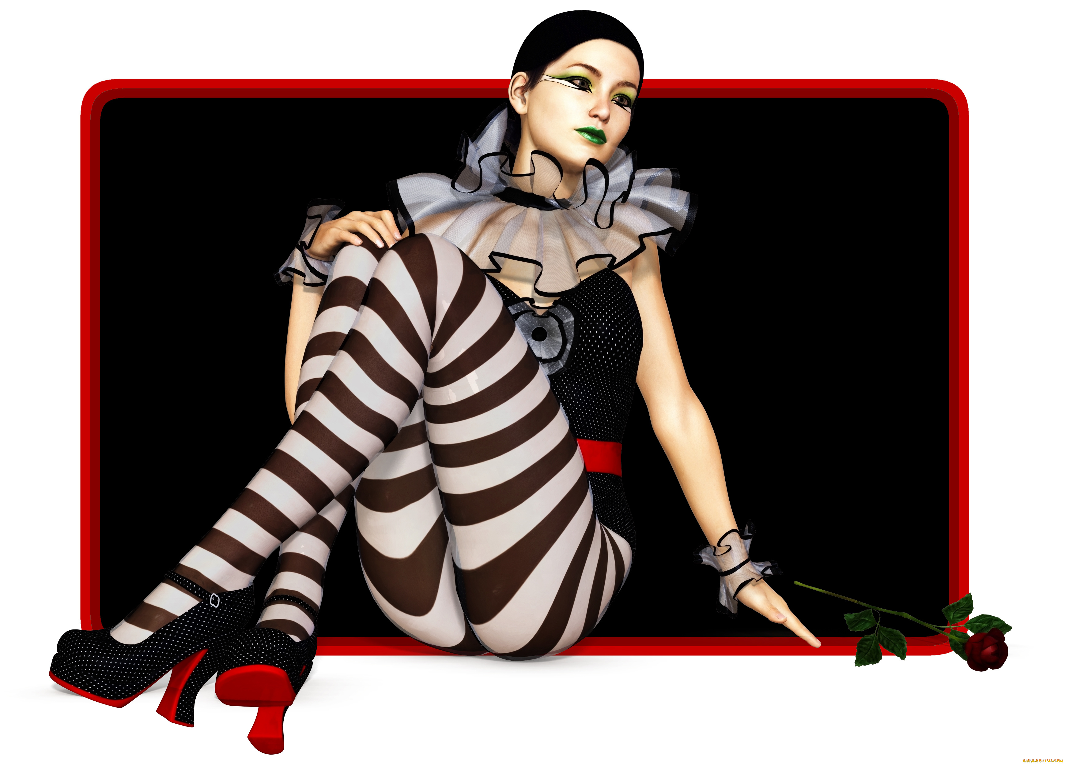 3д, графика, люди, , people, роза, фон, взгляд, девушка