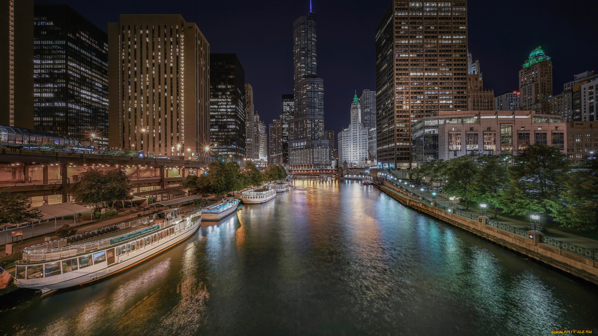 chicago, города, Чикаго, , сша, ночь, огни