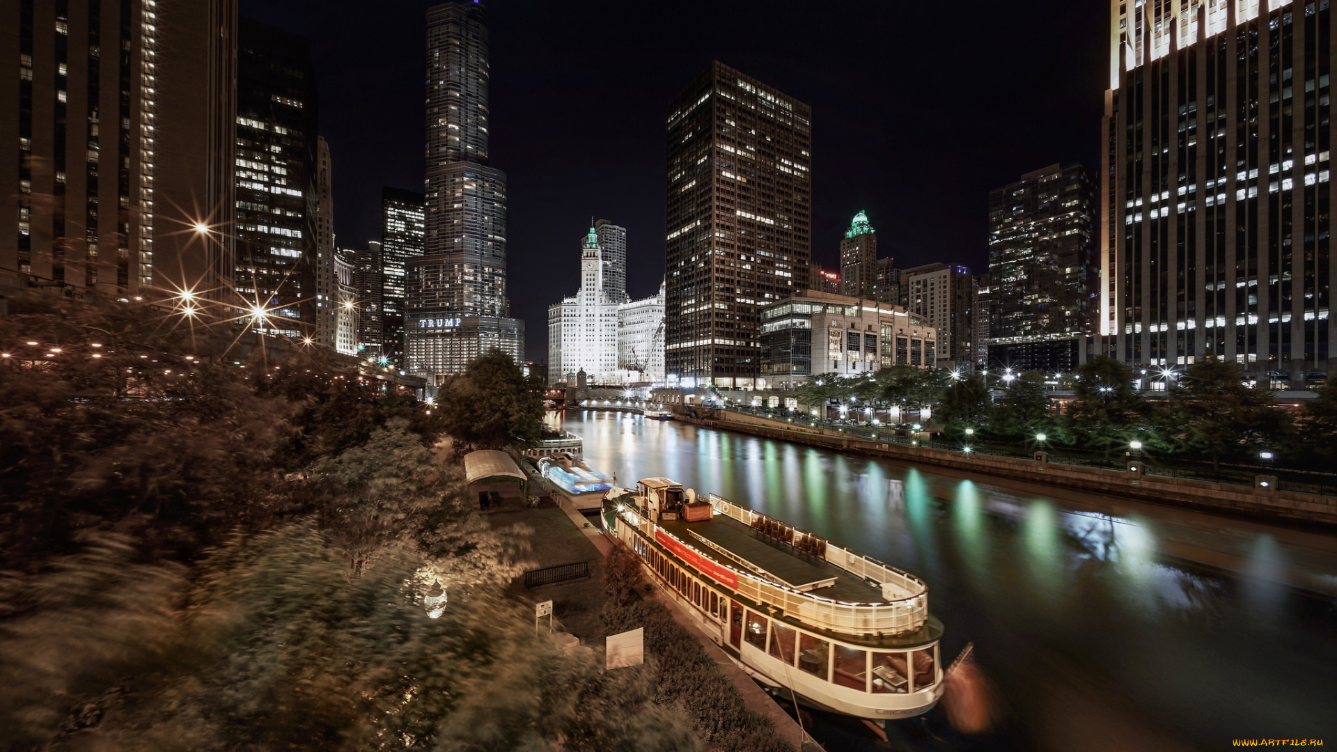 chicago, города, Чикаго, , сша, огни, ночь