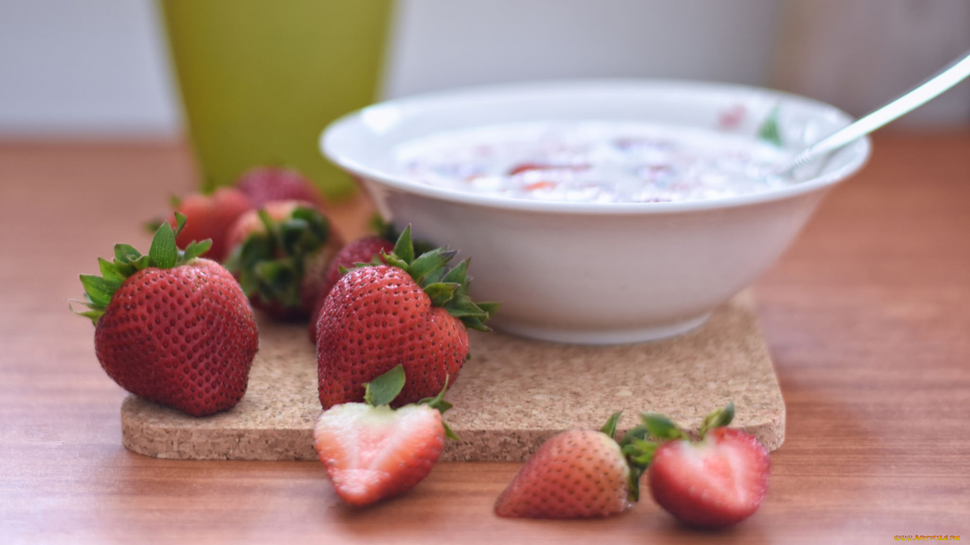 еда, клубника, , земляника, ложка, завтрак, тарелка