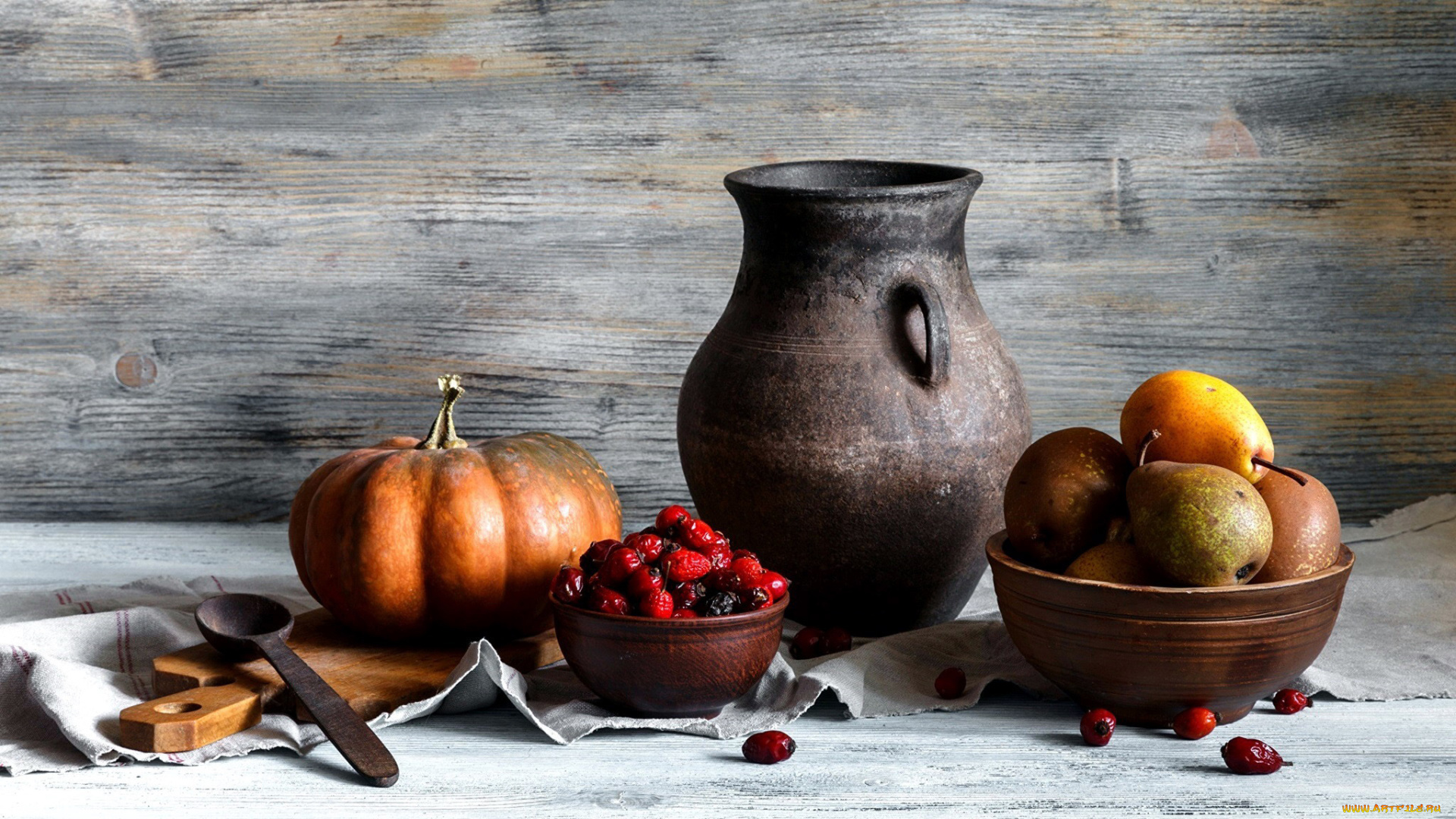 еда, натюрморт, тыква, груши, шиповник