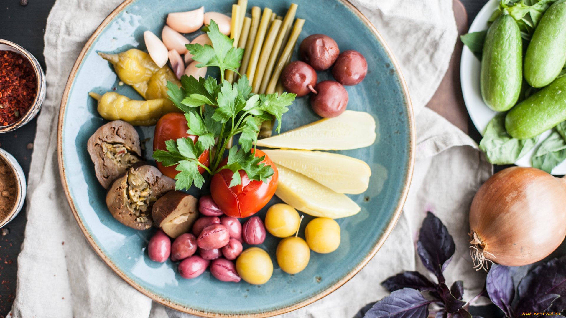 еда, овощи, лук, чеснок, кукуруза, баклажаны, перец, капуста