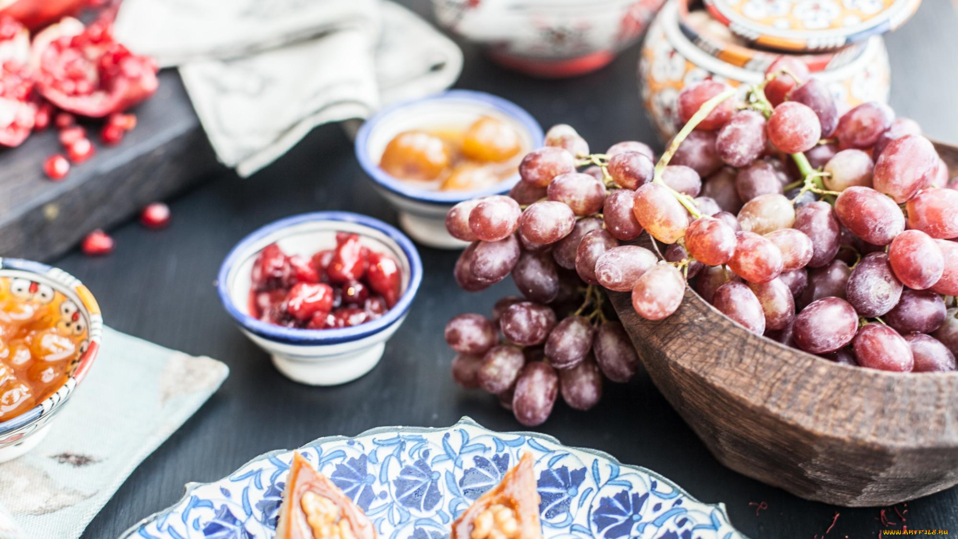 еда, разное, виноград, сладость, вкусно, кисть, печенье