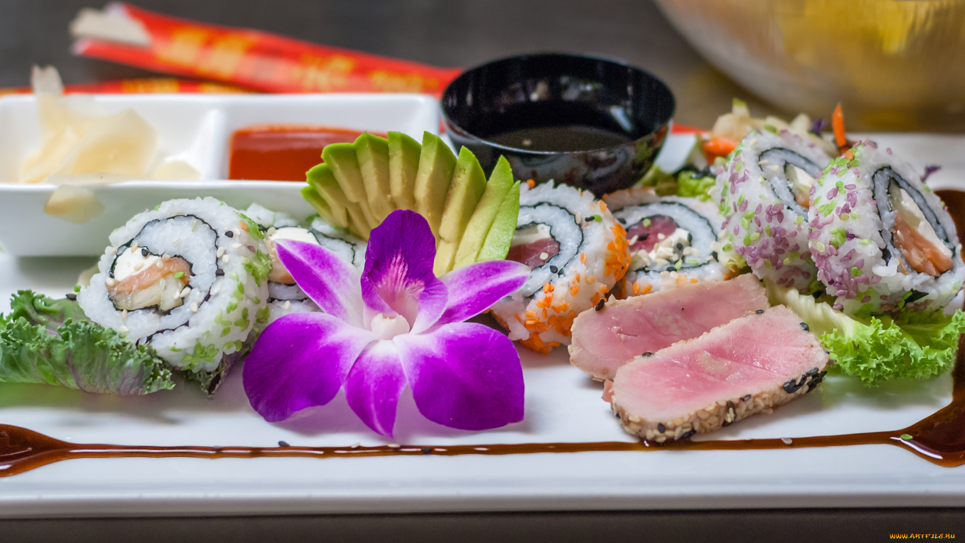 еда, рыба, , морепродукты, , суши, , роллы, роллы, цветок, орхидея, мясо