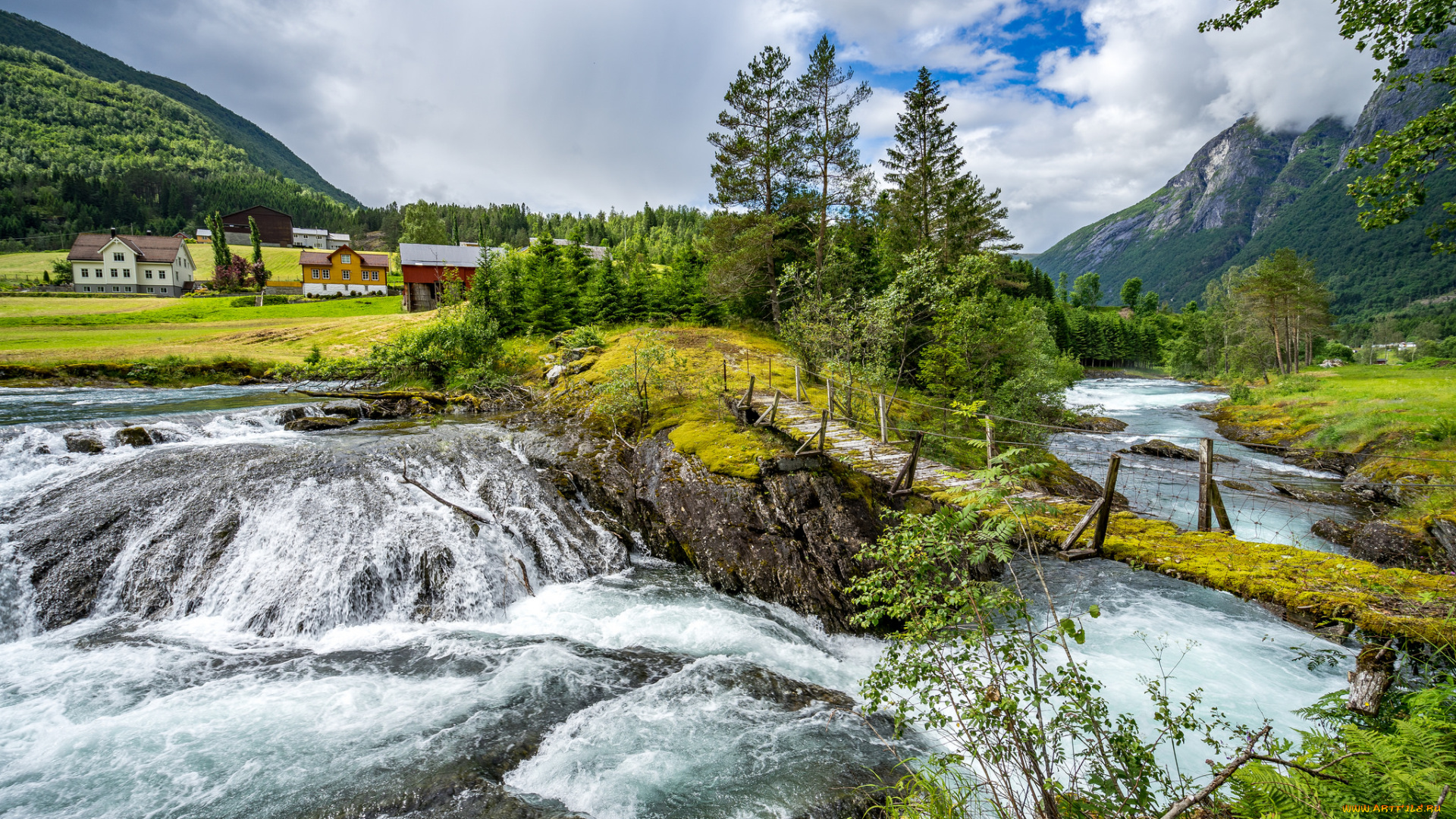 города, -, пейзажи, река, горы
