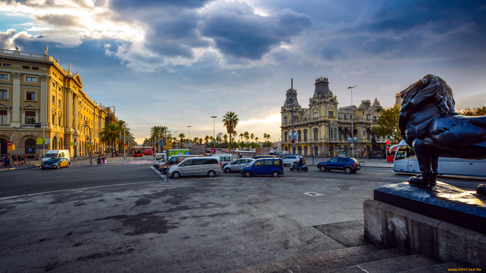 города, барселона, , испания, памятник, площадь