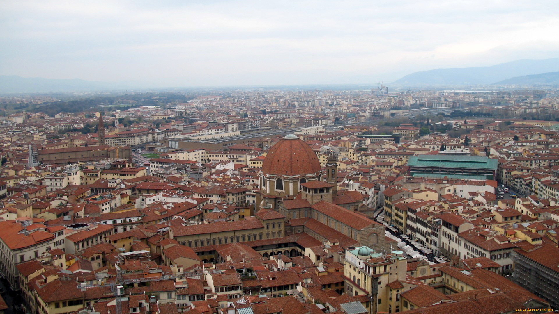 города, флоренция, , италия, панорама